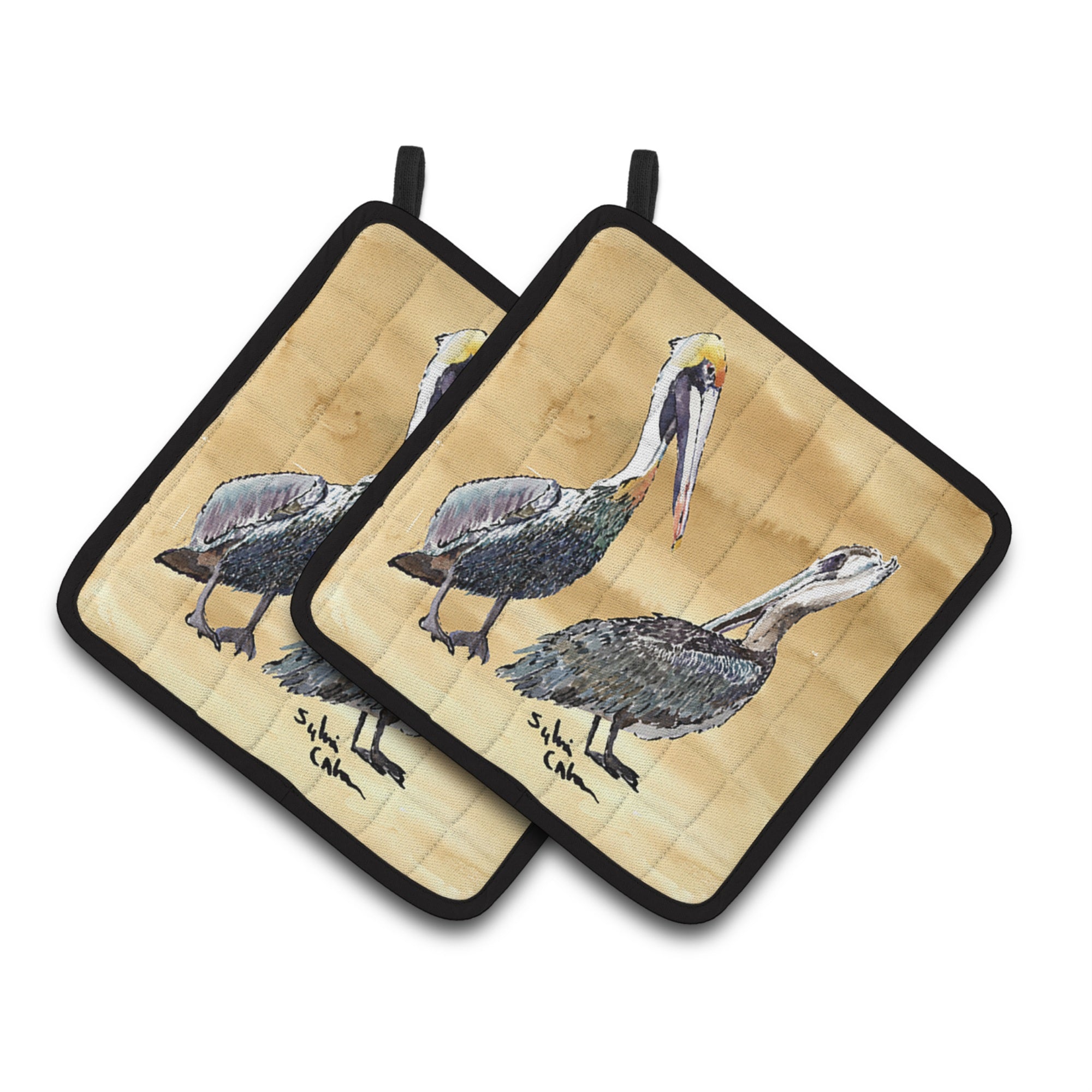 'Caroline'S Treasures Pelican Pair Of Pot Holders 8408Pthd, 7.5Hx7.5W, Multicolor''