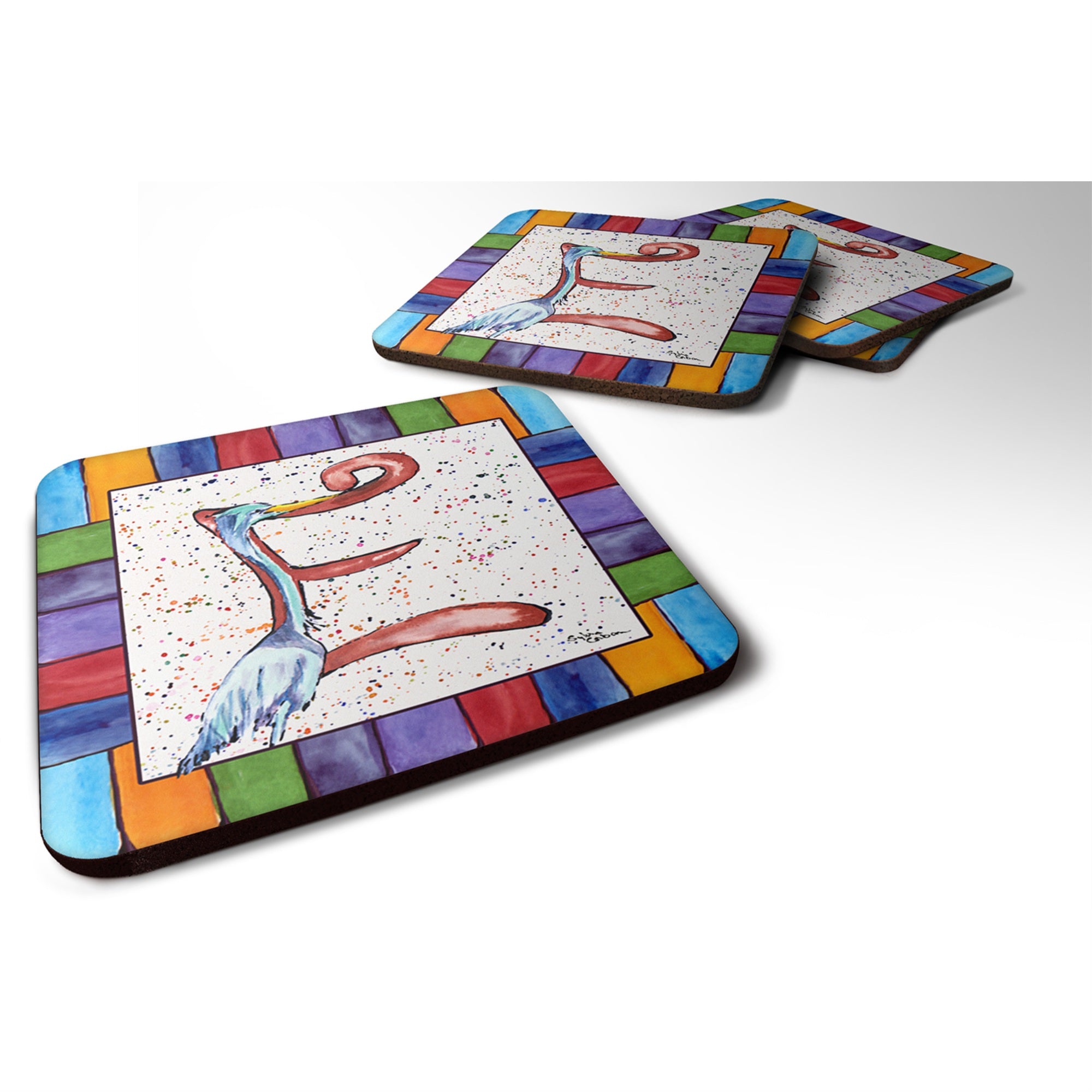 'Caroline'S Treasures 8428-Efc Beach And Seafood Foam Coasters (Set Of 4), 3.5'''' H X 3.5'''' W, Multicolor''