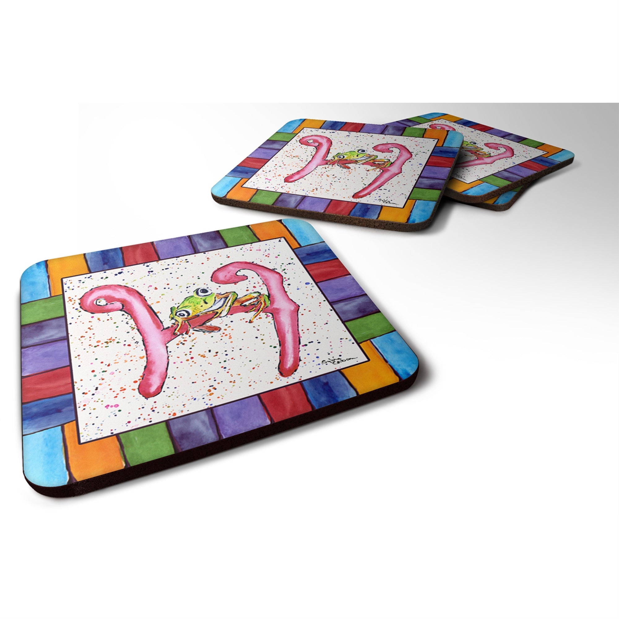 'Caroline'S Treasures 8431-Hfc Beach And Seafood Foam Coasters (Set Of 4), 3.5'''' H X 3.5'''' W, Multicolor''