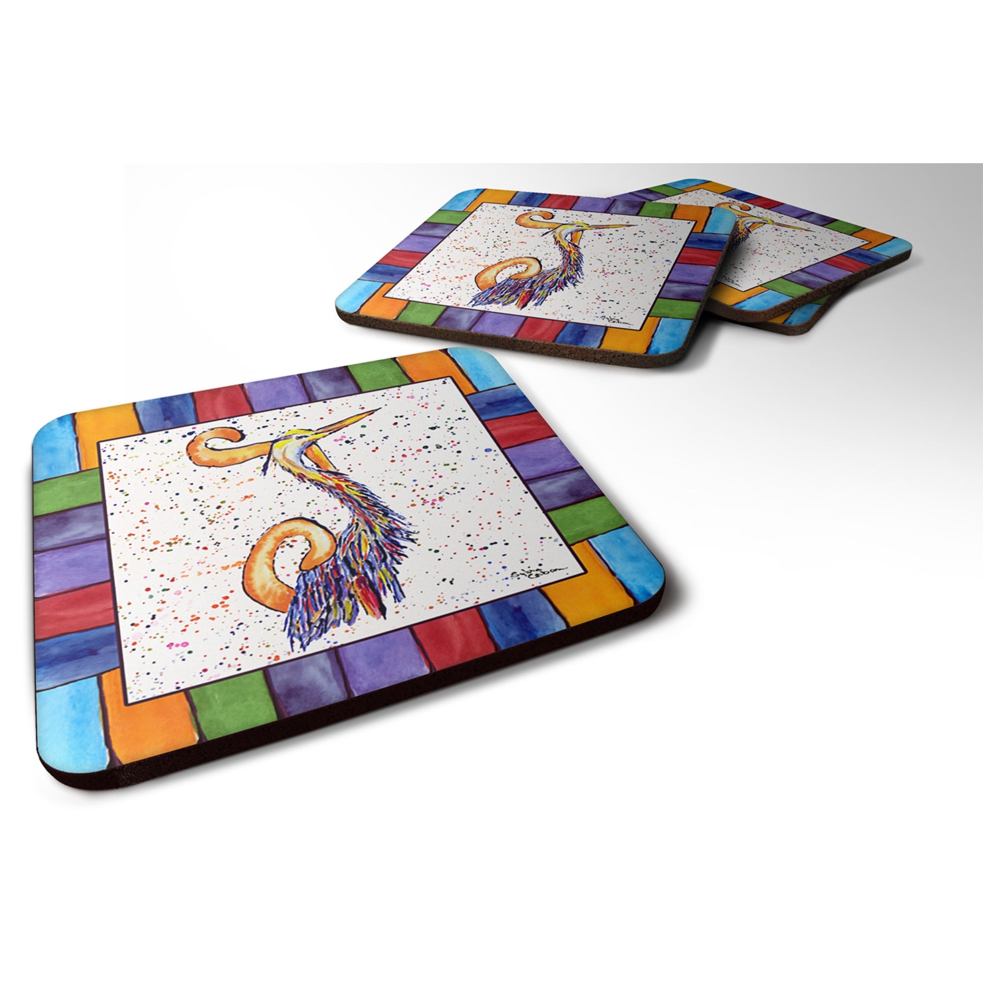 'Caroline'S Treasures 8433-Jfc Beach And Seafood Foam Coasters (Set Of 4), 3.5'''' H X 3.5'''' W, Multicolor''