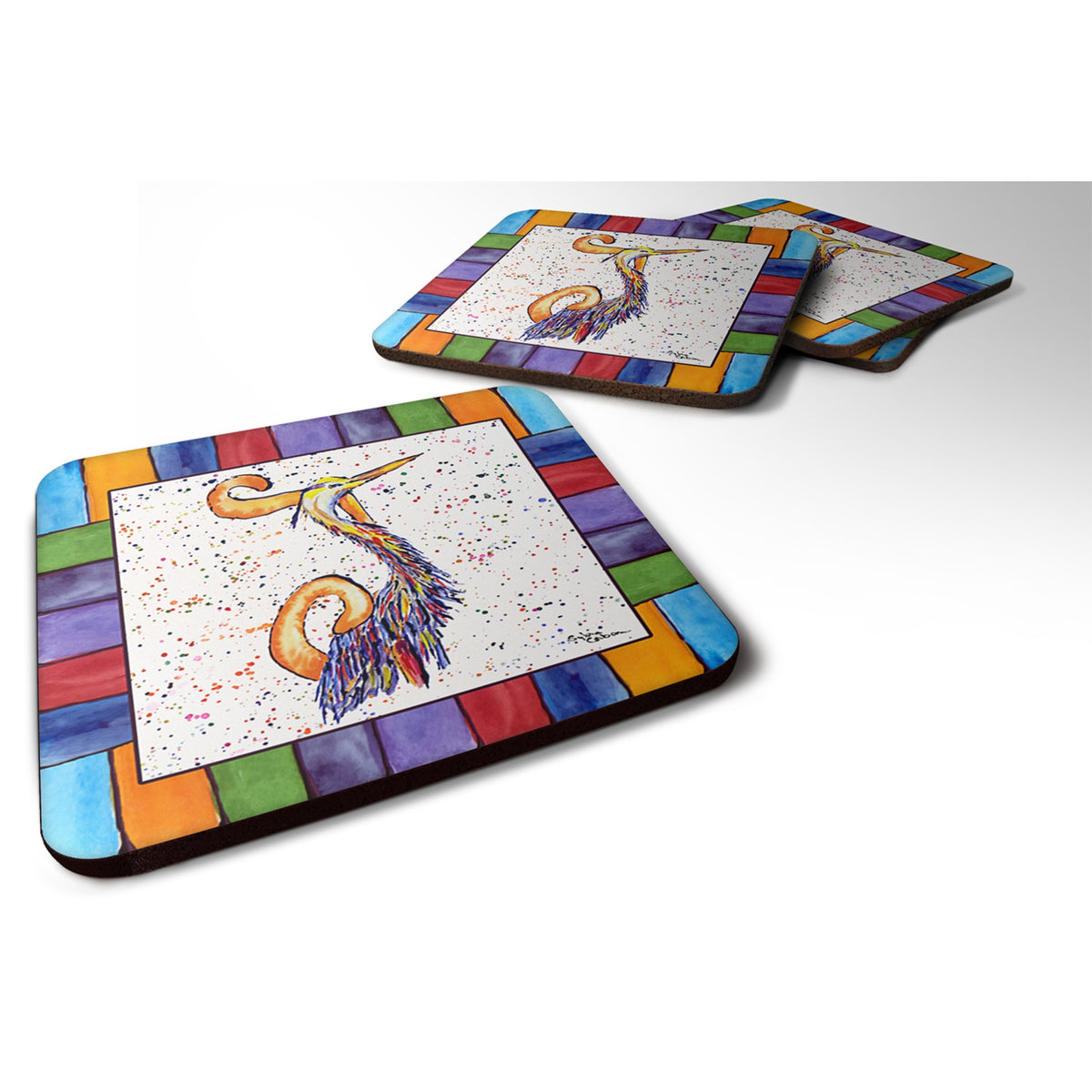 'Caroline'S Treasures 8433-Jfc Beach And Seafood Foam Coasters (Set Of 4), 3.5'''' H X 3.5'''' W, Multicolor''