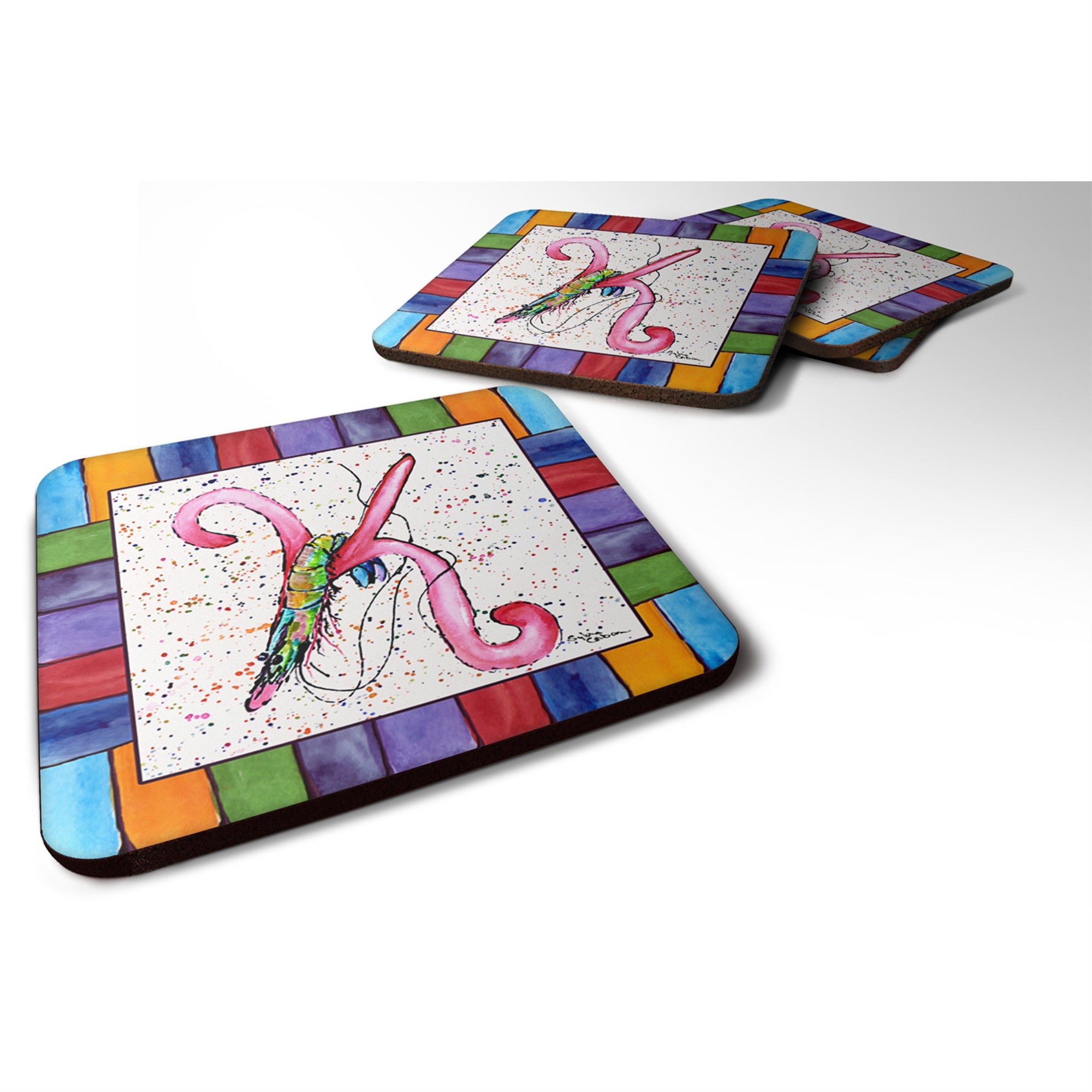 'Caroline'S Treasures 8434-Kfc Beach And Seafood Foam Coasters (Set Of 4), 3.5'''' H X 3.5'''' W, Multicolor''