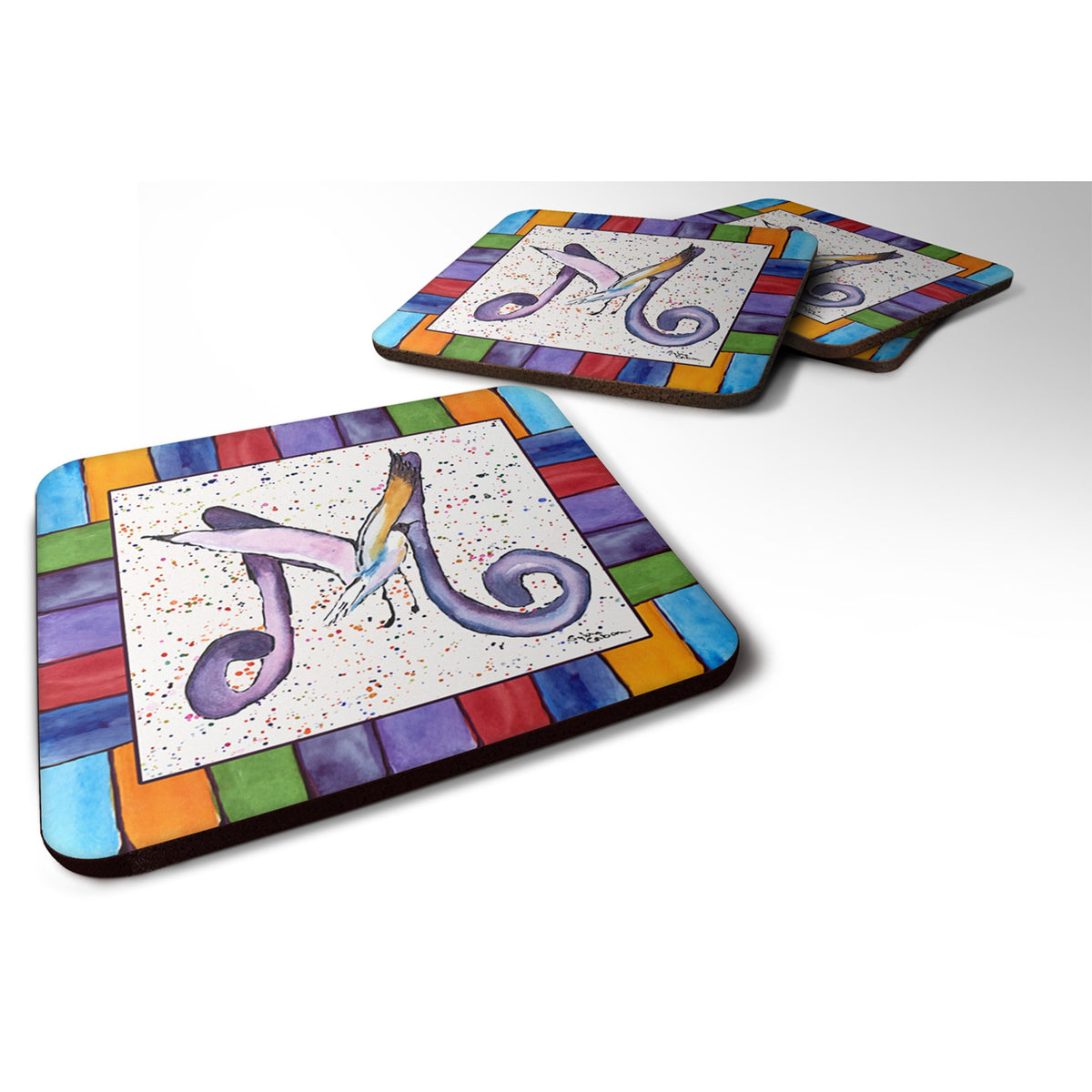'Caroline'S Treasures 8436-Mfc Beach And Seafood Foam Coasters (Set Of 4), 3.5'''' H X 3.5'''' W, Multicolor''