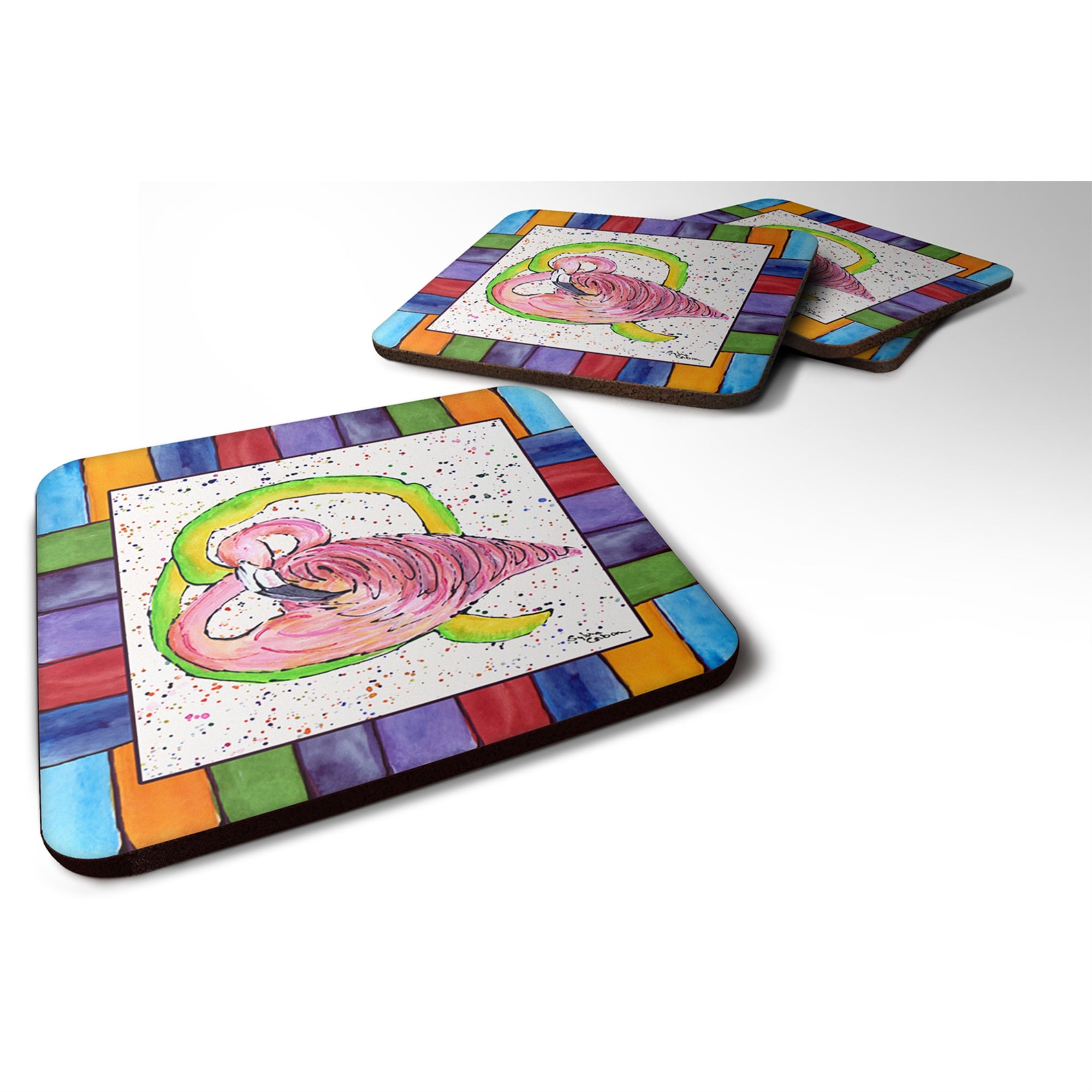 'Caroline'S Treasures 8440-Qfc Beach And Seafood Foam Coasters (Set Of 4), 3.5'''' H X 3.5'''' W, Multicolor''