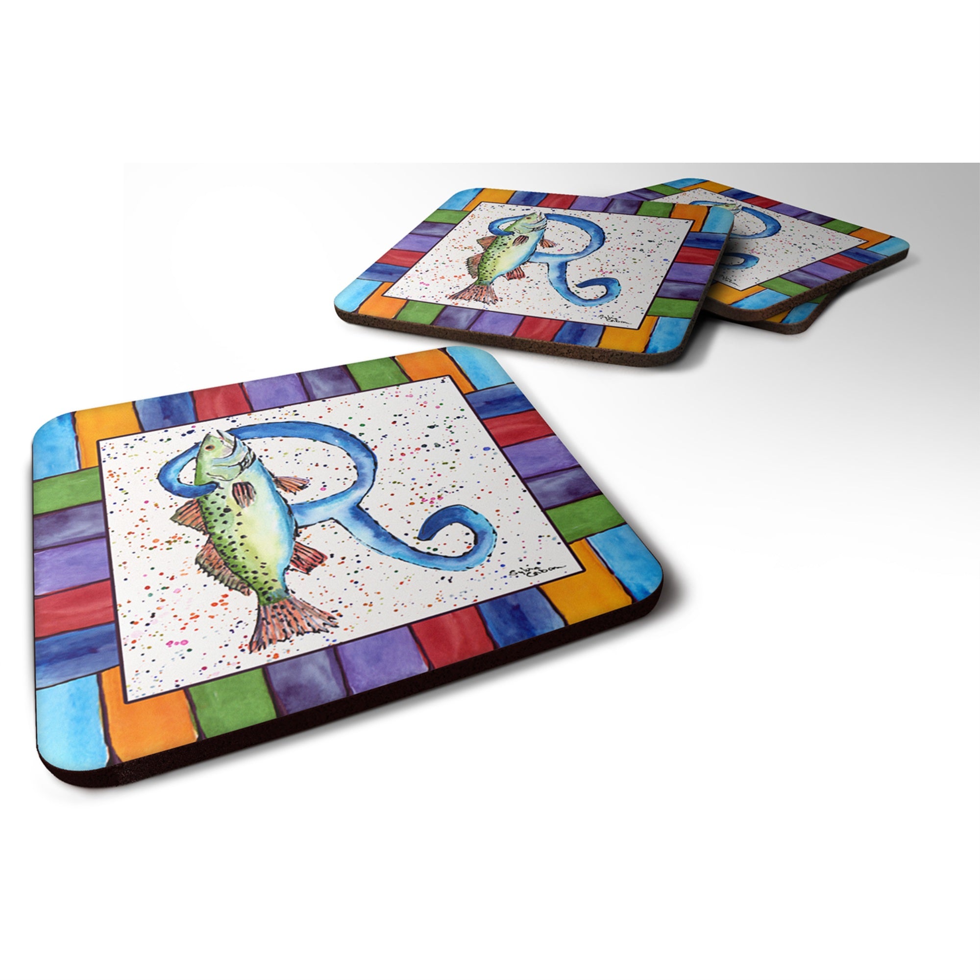 'Caroline'S Treasures 8441-Rfc Beach And Seafood Foam Coasters (Set Of 4), 3.5'''' H X 3.5'''' W, Multicolor''