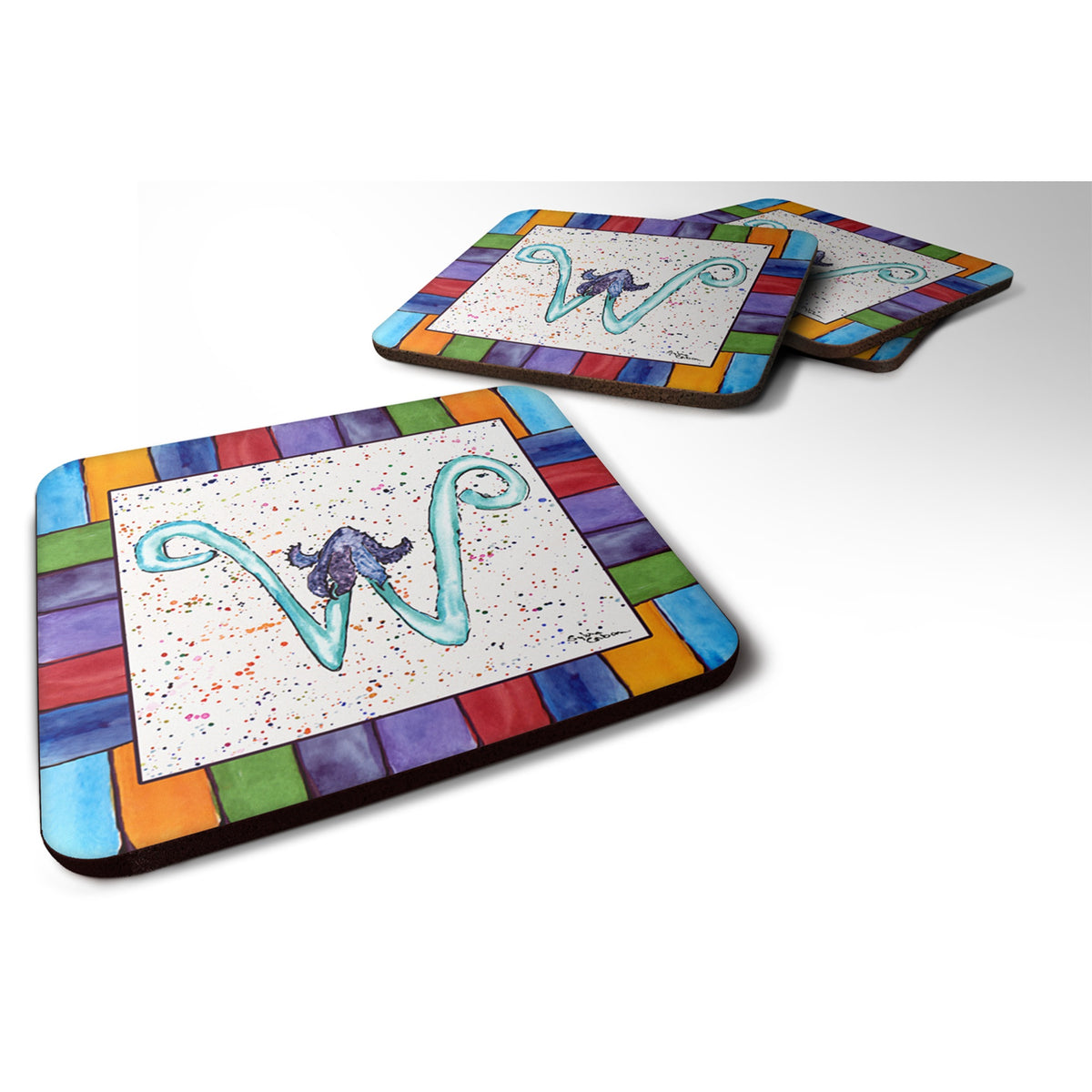 'Caroline'S Treasures 8446-Wfc Beach And Seafood Foam Coasters (Set Of 4), 3.5'''' H X 3.5'''' W, Multicolor''