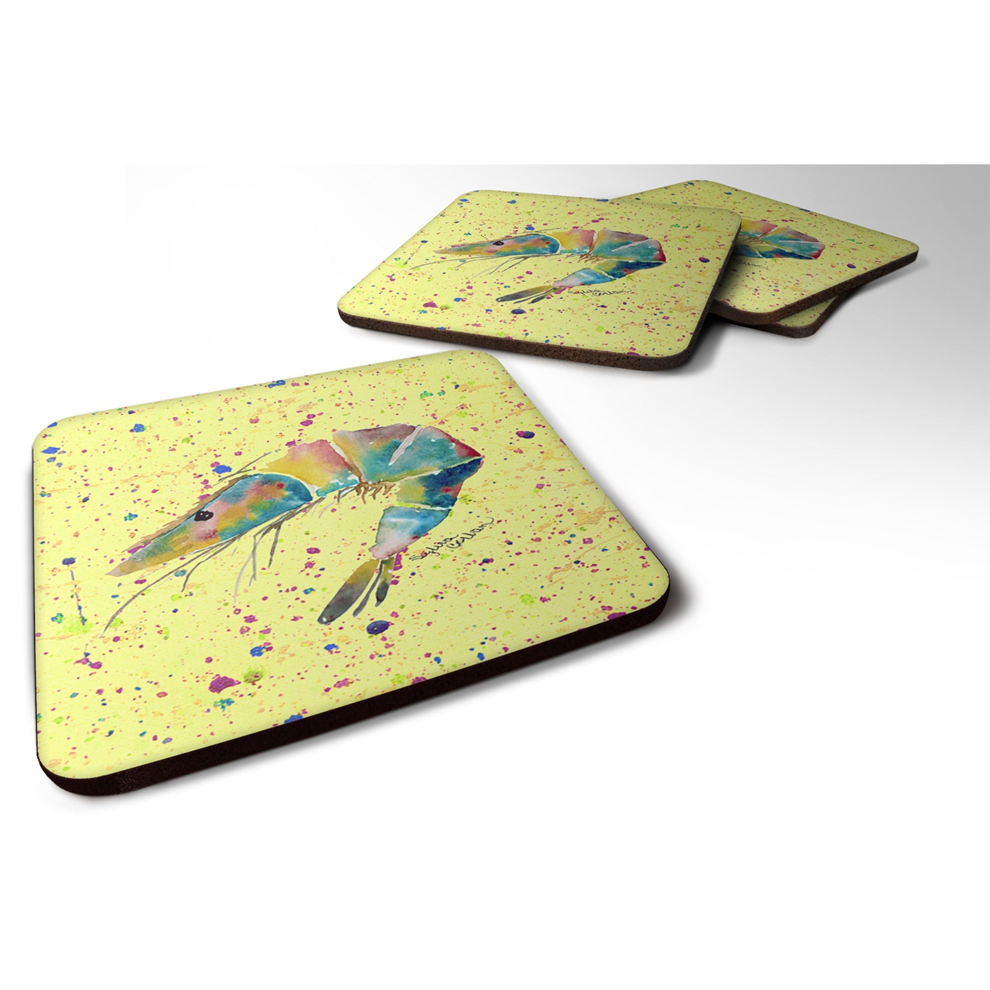 'Caroline'S Treasures 8450Fc Shrimp Foam Coasters (Set Of 4), 3.5'''' H X 3.5'''' W, Multicolor''