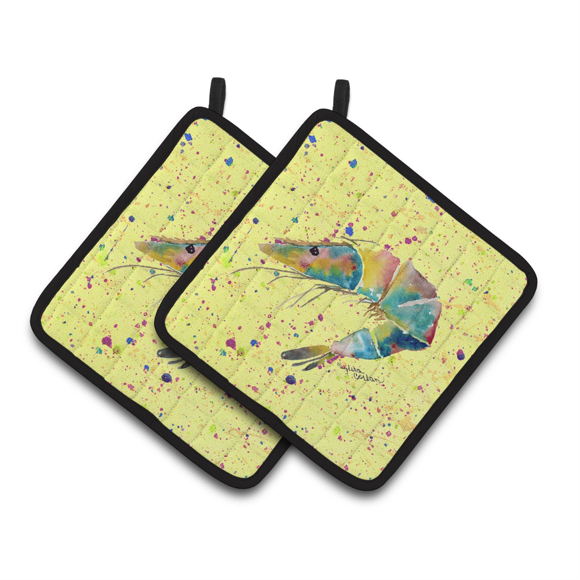 'Caroline'S Treasures Shrimp Pair Of Pot Holders 8450Pthd, 7.5Hx7.5W, Multicolor''