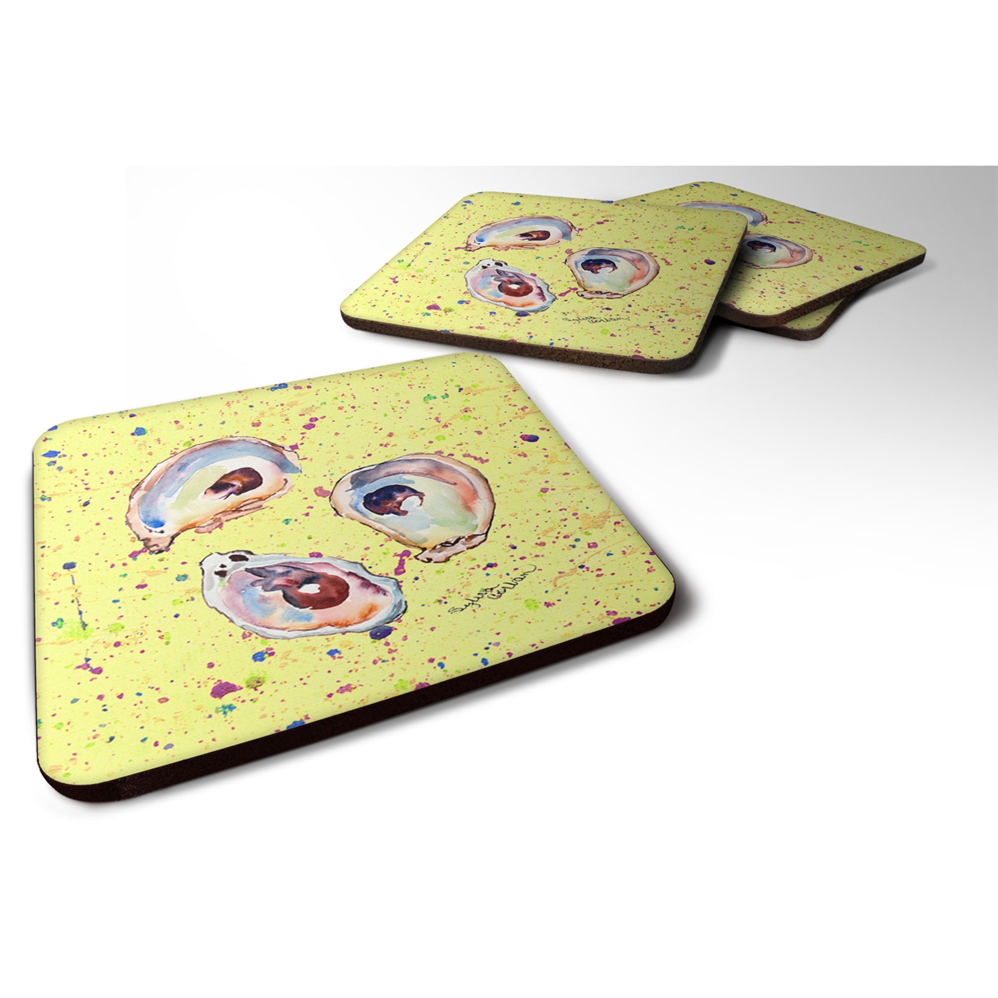 'Caroline'S Treasures 8453Fc Oyster Foam Coasters (Set Of 4), 3.5'''' H X 3.5'''' W, Multicolor''