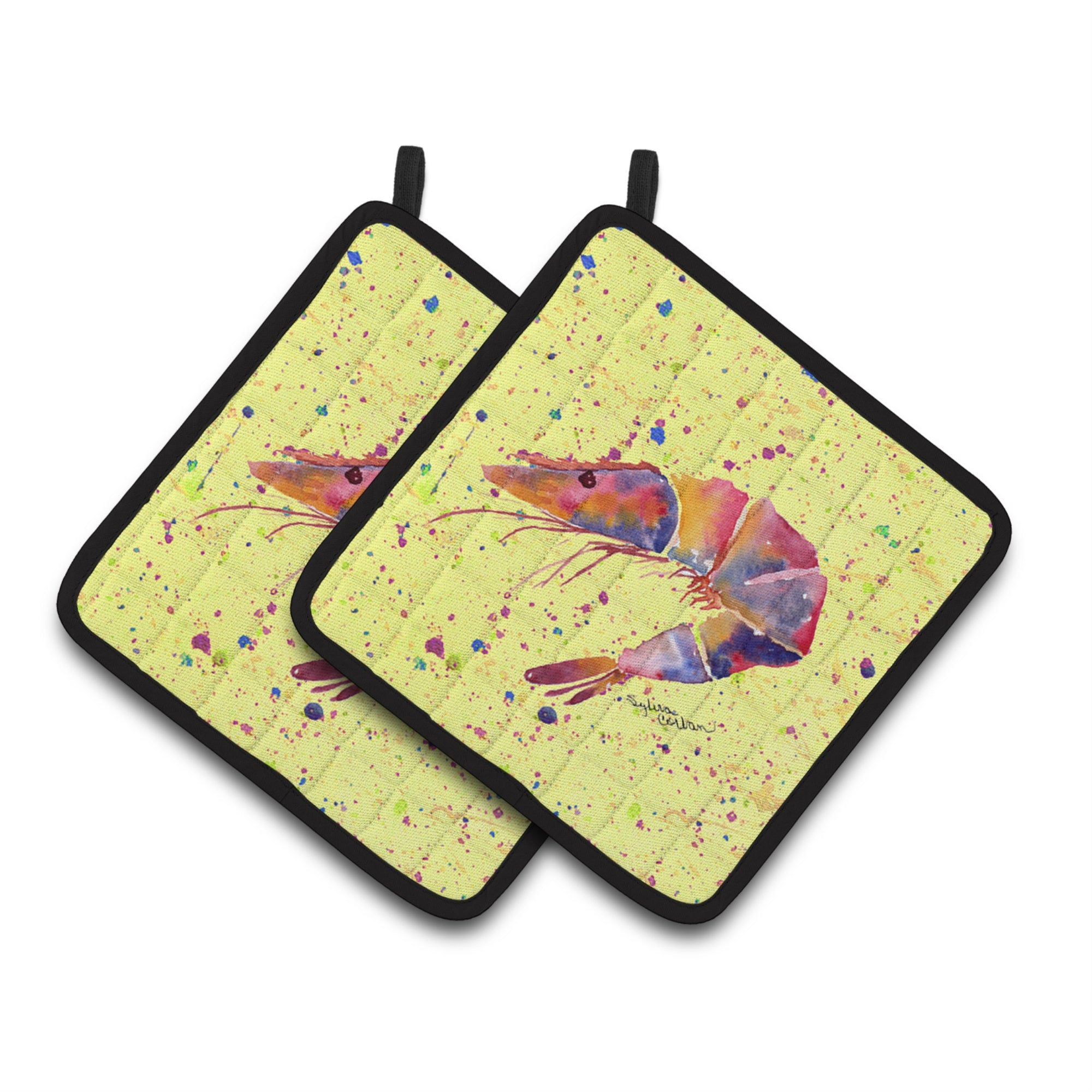 'Caroline'S Treasures Shrimp Pair Of Pot Holders 8454Pthd, 7.5Hx7.5W, Multicolor''