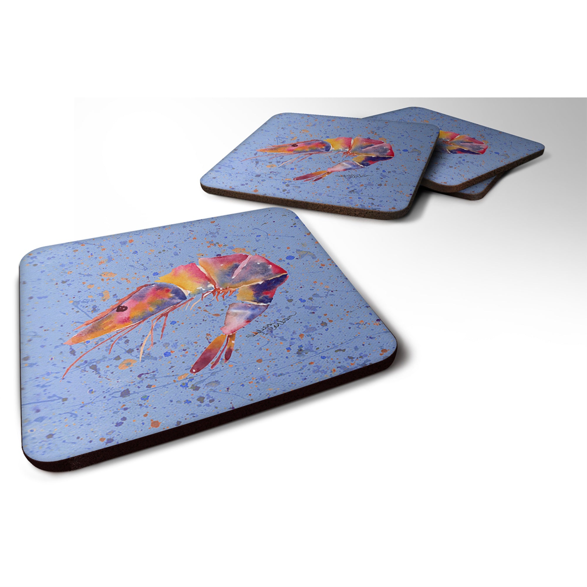'Caroline'S Treasures 8455Fc Shrimp Foam Coasters (Set Of 4), 3.5'''' H X 3.5'''' W, Multicolor''