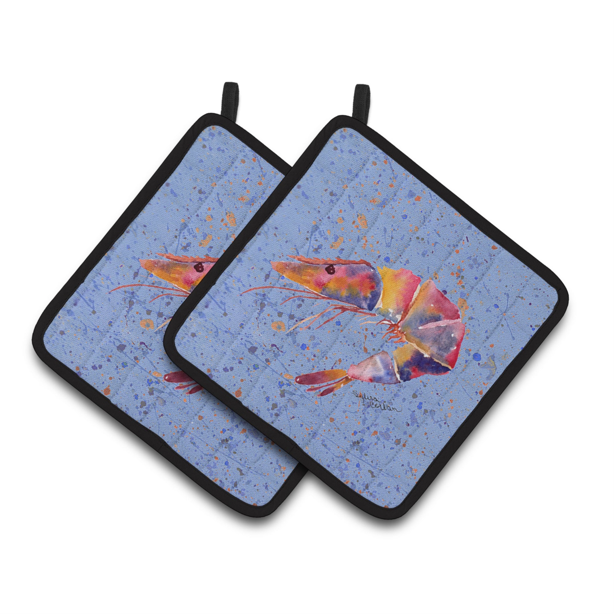 'Caroline'S Treasures Shrimp Pair Of Pot Holders 8455Pthd, 7.5Hx7.5W, Multicolor''