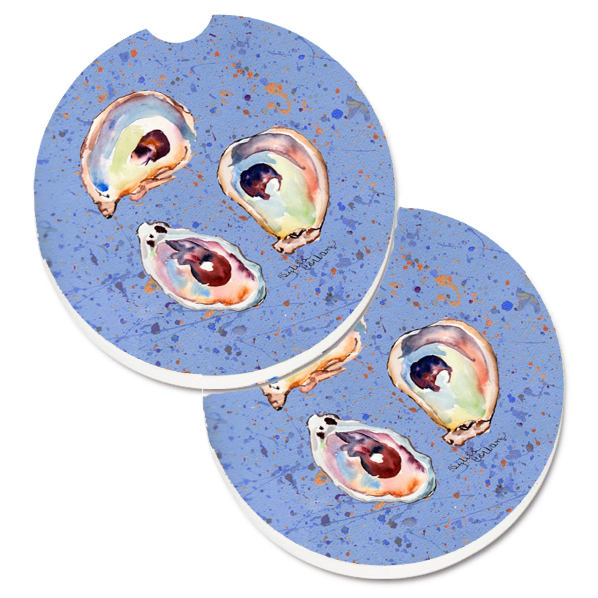 'Caroline'S Treasures Oyster Set Of 2 Cup Holder Car Coasters 8456Carc, 2.56, Multicolor''
