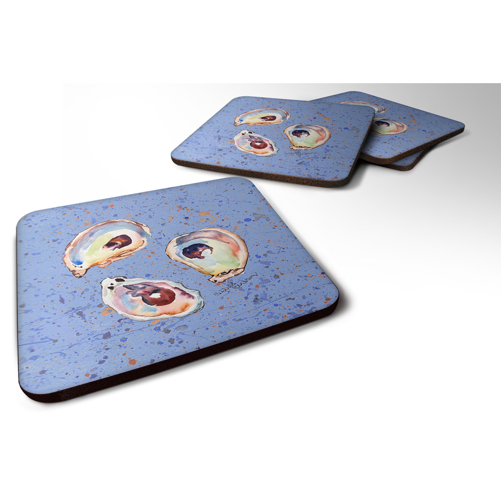 'Caroline'S Treasures 8456Fc Oyster Foam Coasters (Set Of 4), 3.5'''' H X 3.5'''' W, Multicolor''