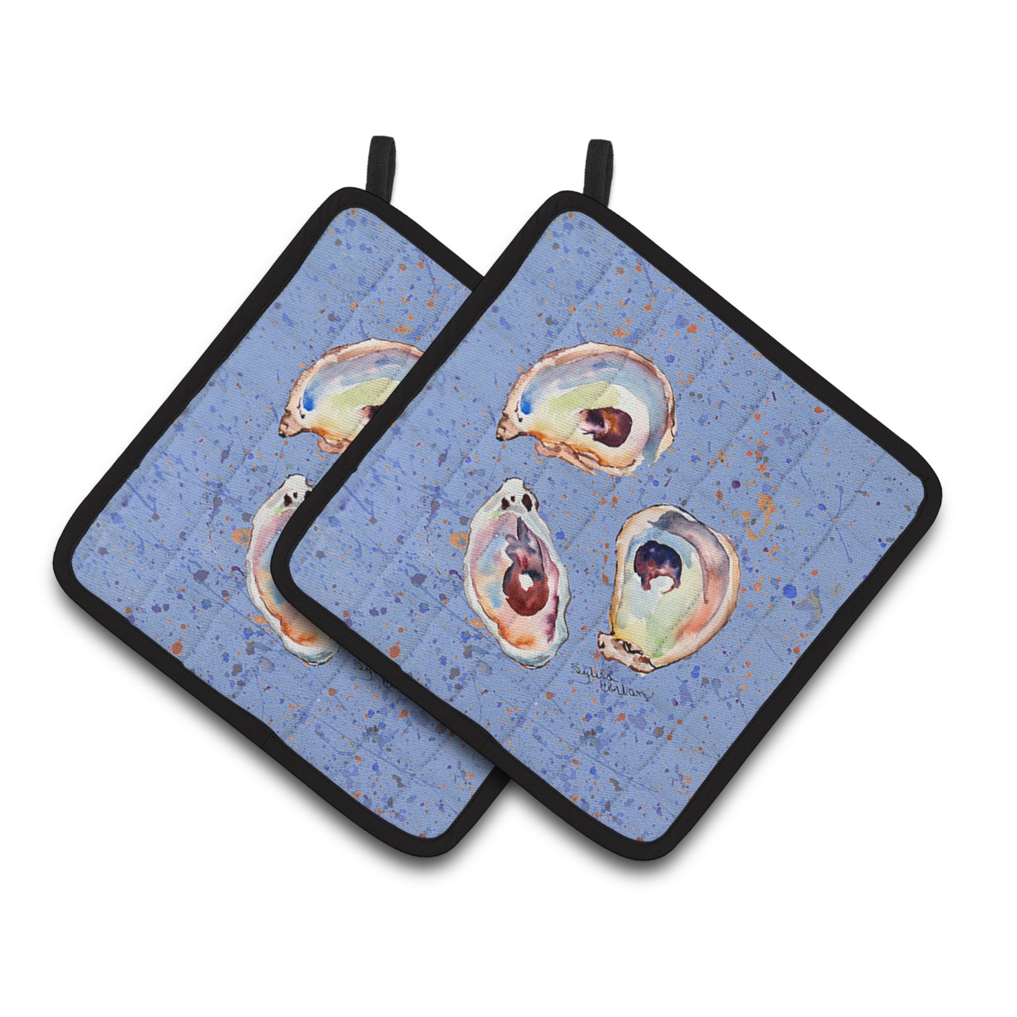 'Caroline'S Treasures Oyster Pair Of Pot Holders 8456Pthd, 7.5Hx7.5W, Multicolor''