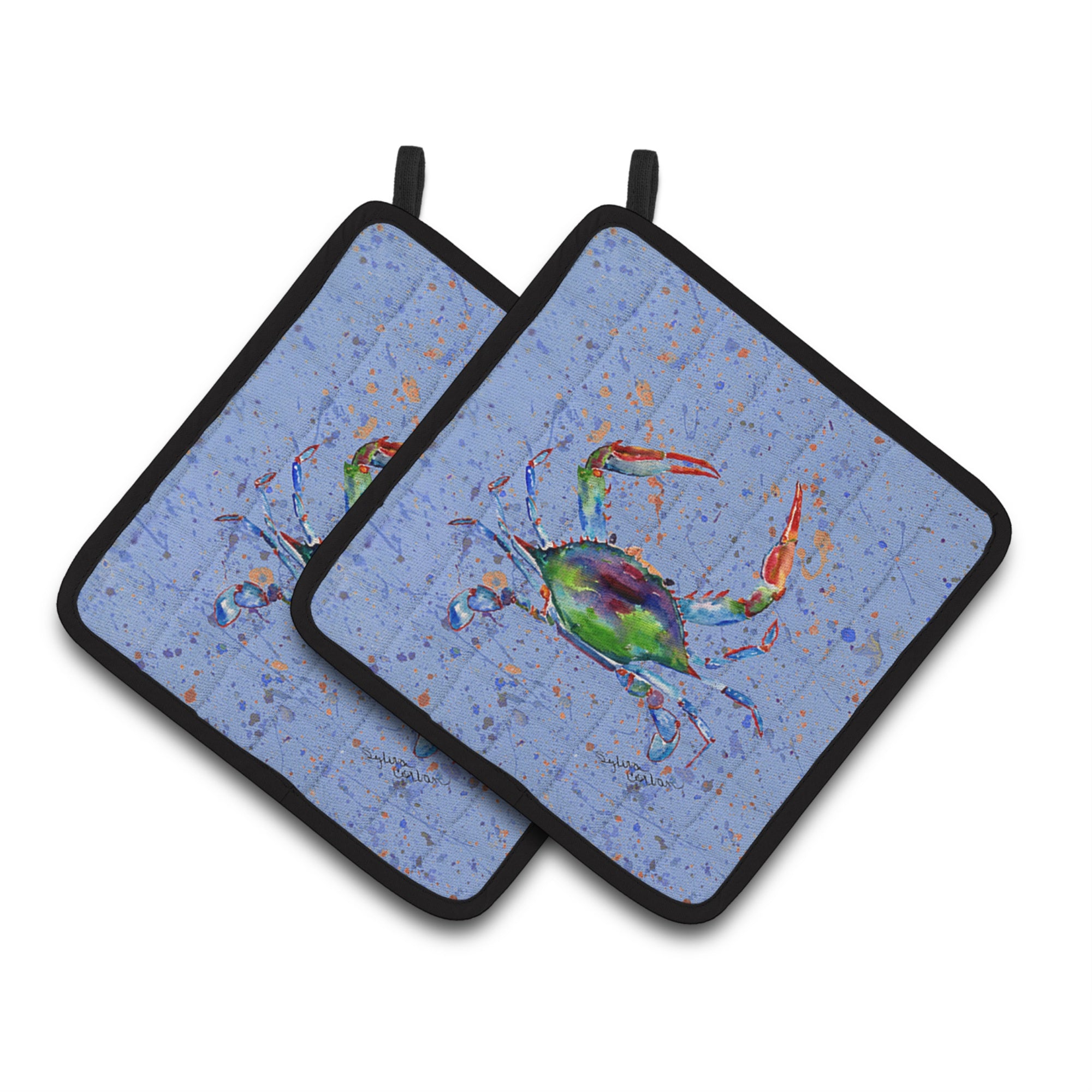 'Caroline'S Treasures Crab Pair Of Pot Holders 8457Pthd, 7.5Hx7.5W, Multicolor''