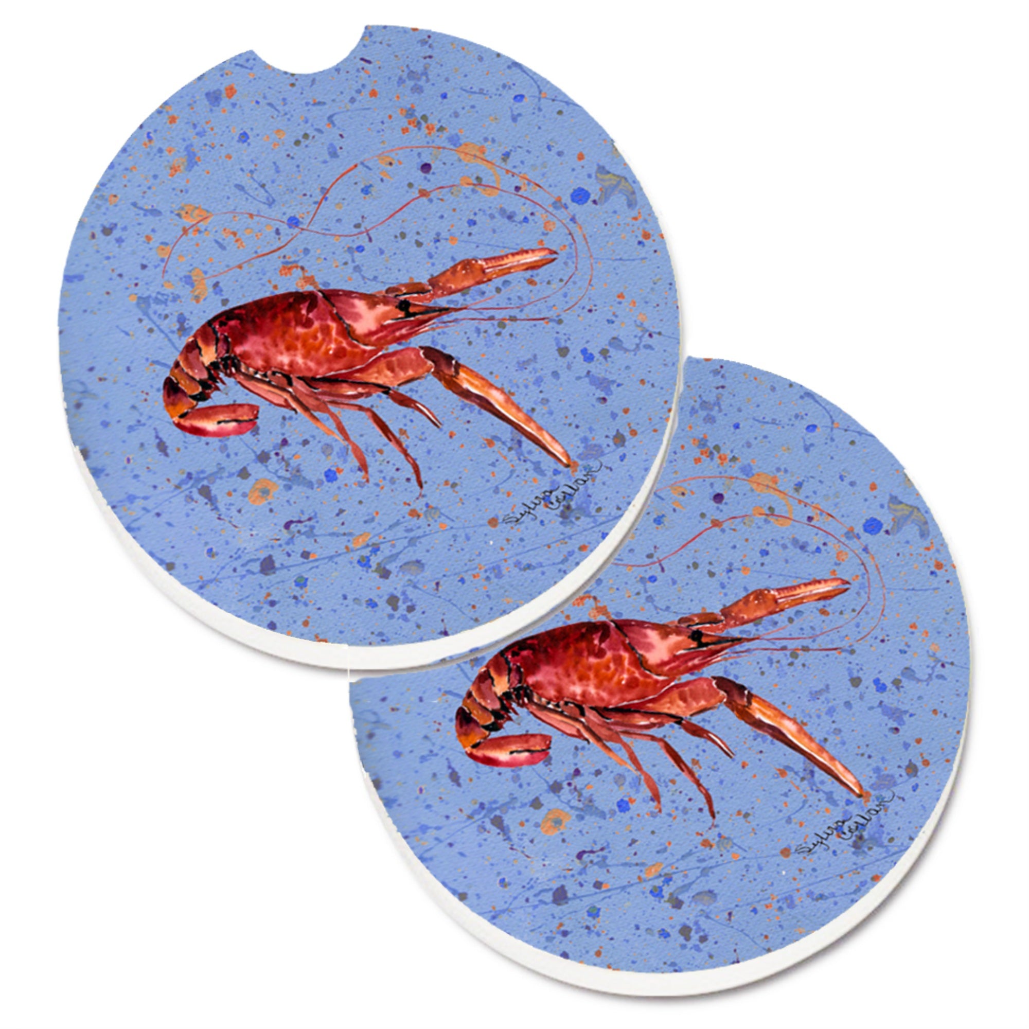 'Caroline'S Treasures Crawfish Set Of 2 Cup Holder Car Coasters 8458Carc, 2.56, Multicolor''