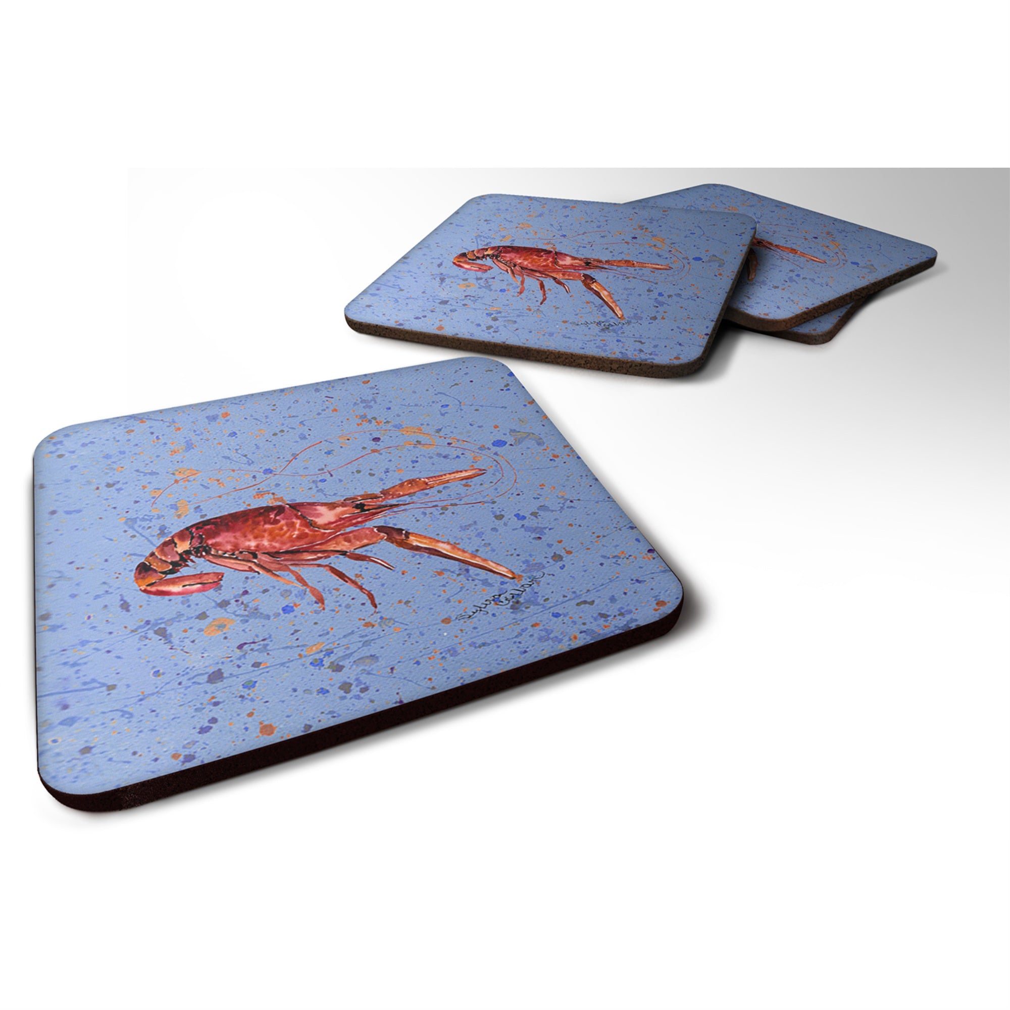 'Caroline'S Treasures 8458Fc Crawfish Foam Coasters (Set Of 4), 3.5'''' H X 3.5'''' W, Multicolor''