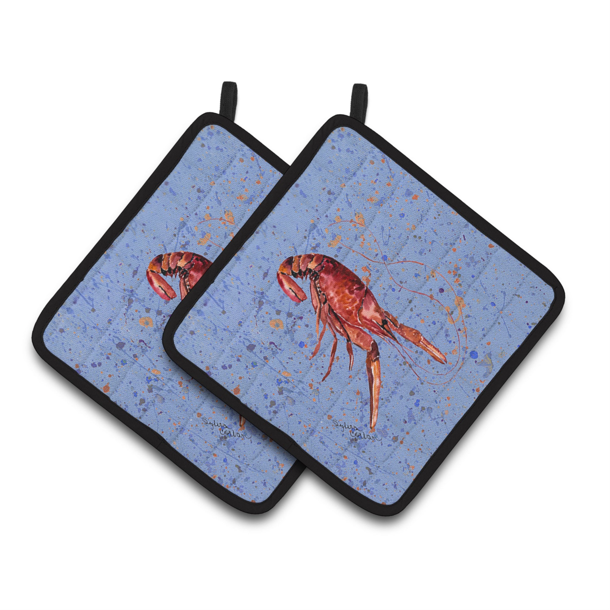 'Caroline'S Treasures Crawfish Pair Of Pot Holders 8458Pthd, 7.5Hx7.5W, Multicolor''