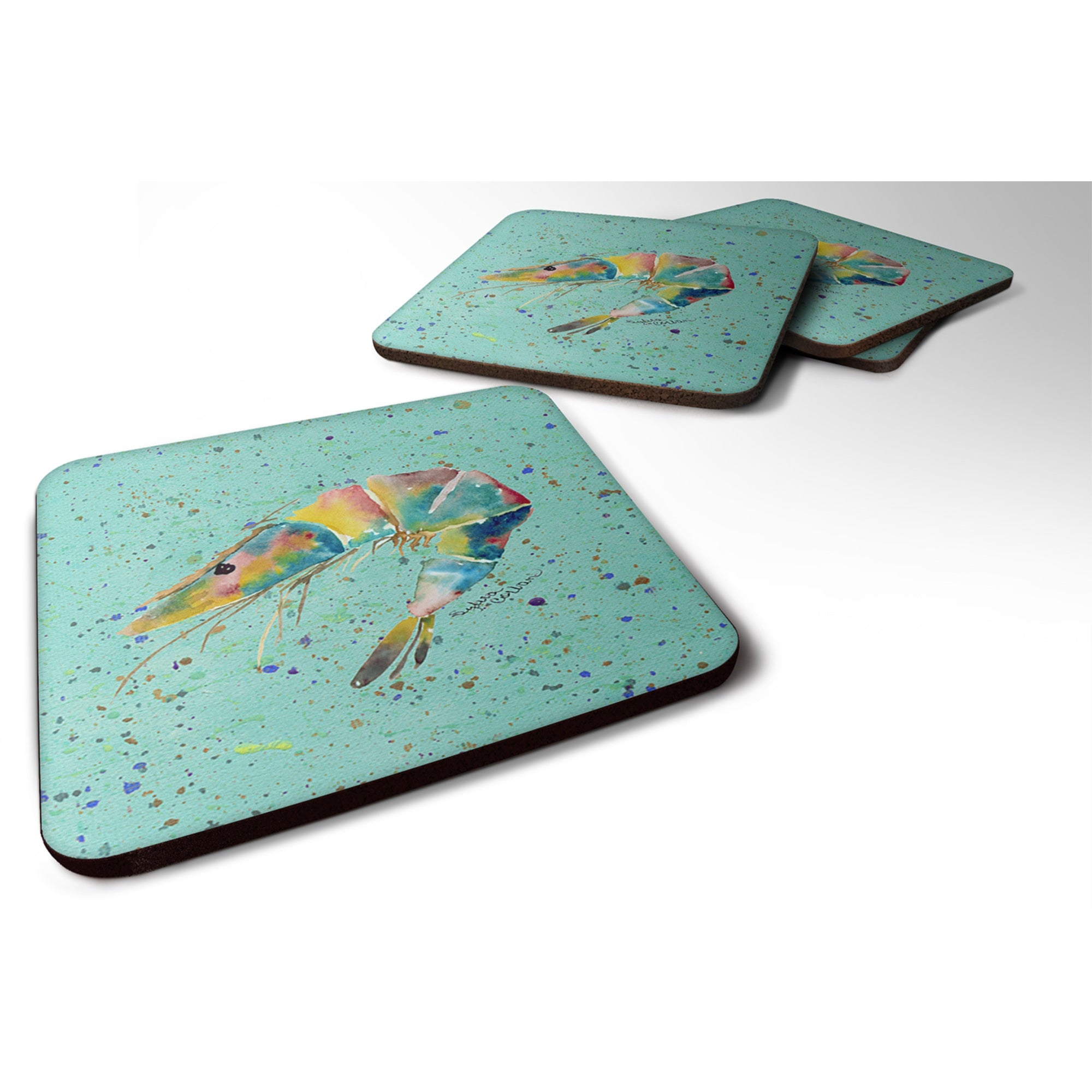 'Caroline'S Treasures 8460Fc Shrimp Foam Coasters (Set Of 4), 3.5'''' H X 3.5'''' W, Multicolor''
