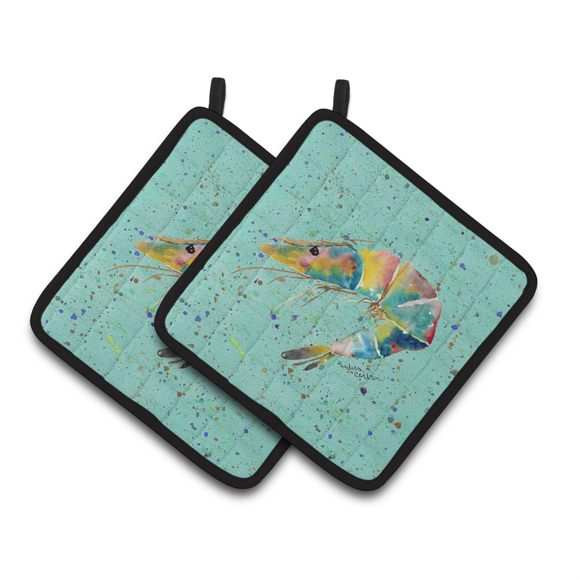 'Caroline'S Treasures Shrmip Pair Of Pot Holders 8460Pthd, 7.5Hx7.5W, Multicolor''