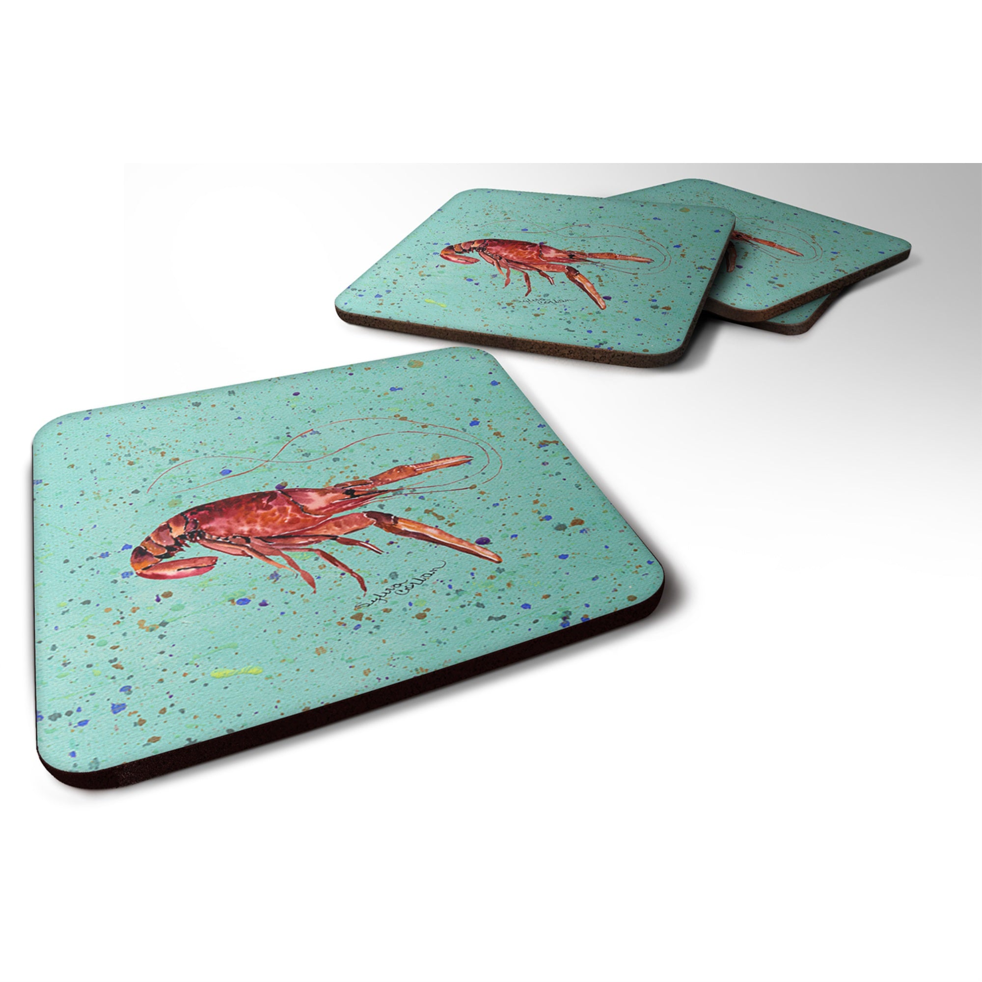 'Caroline'S Treasures 8461Fc Crawfish Foam Coasters (Set Of 4), 3.5'''' H X 3.5'''' W, Multicolor''