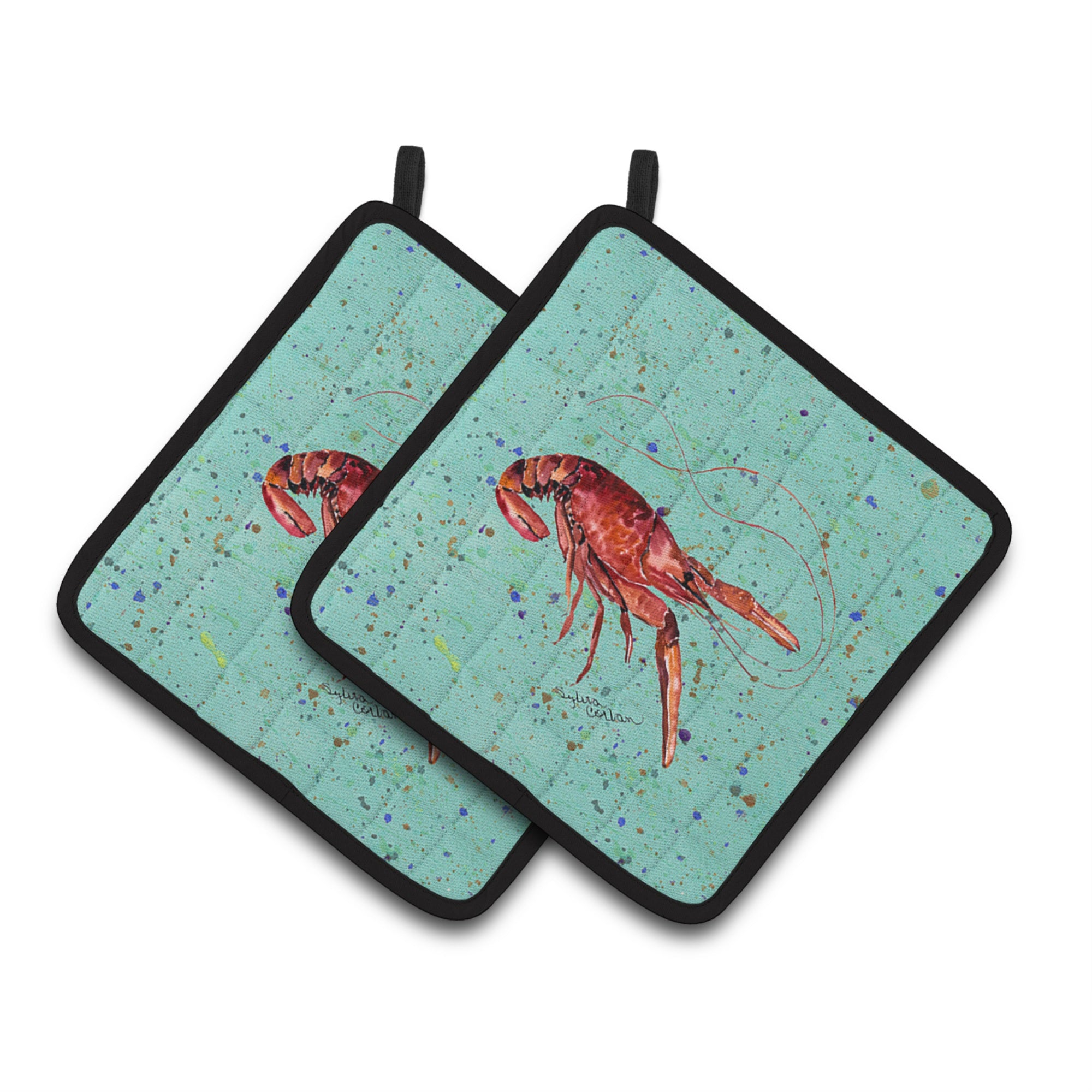 'Caroline'S Treasures Crawfish Pair Of Pot Holders 8461Pthd, 7.5Hx7.5W, Multicolor''