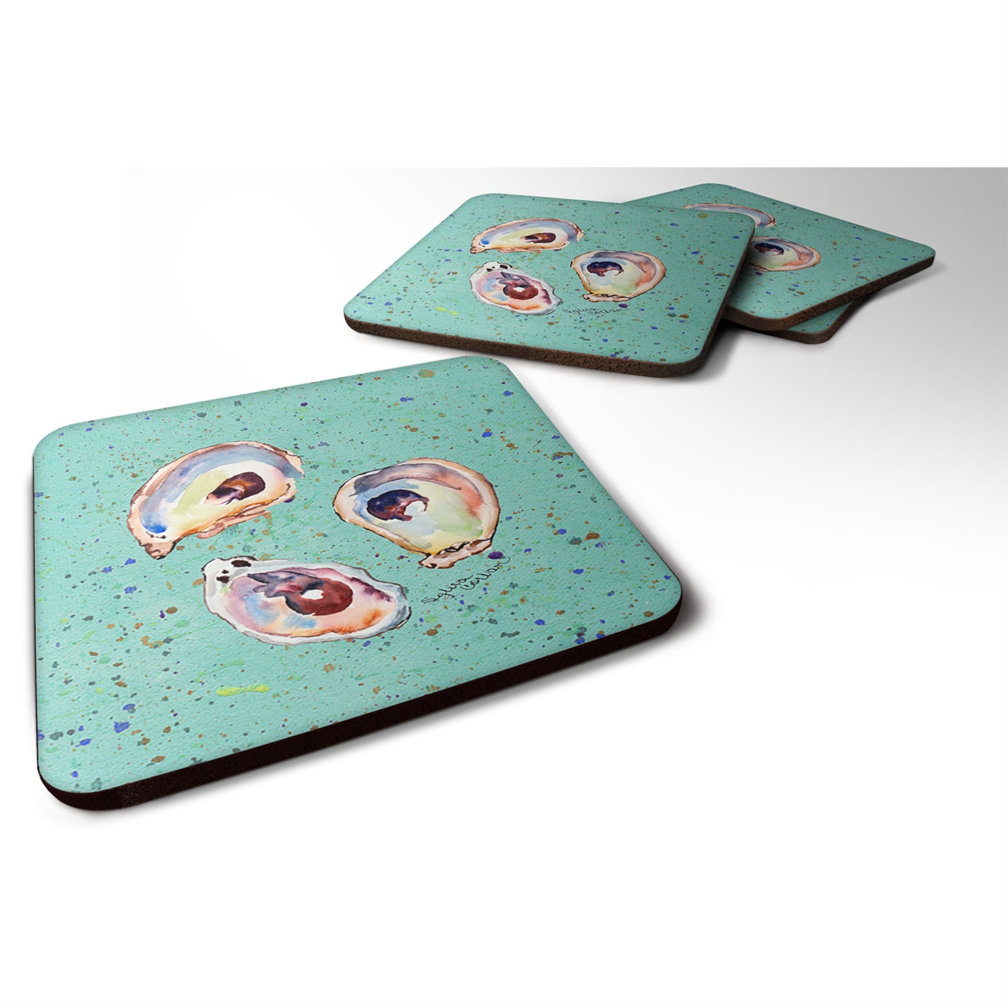 'Caroline'S Treasures 8463Fc Oyster Foam Coasters (Set Of 4), 3.5'''' H X 3.5'''' W, Multicolor''