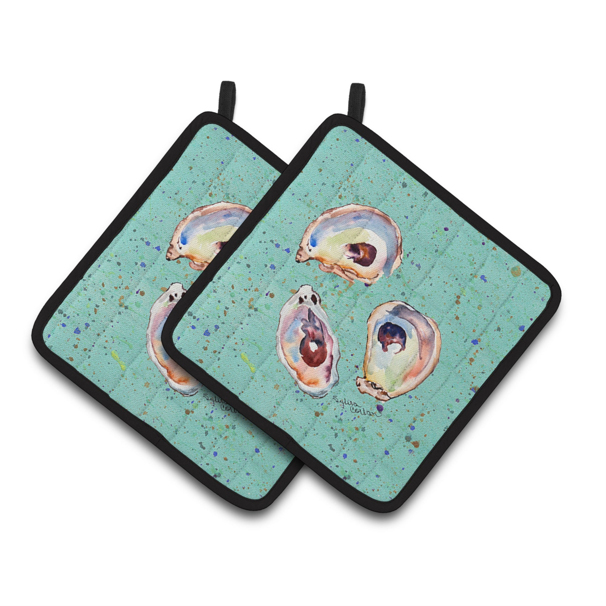 'Caroline'S Treasures Oyster Pair Of Pot Holders 8463Pthd, 7.5Hx7.5W, Multicolor''