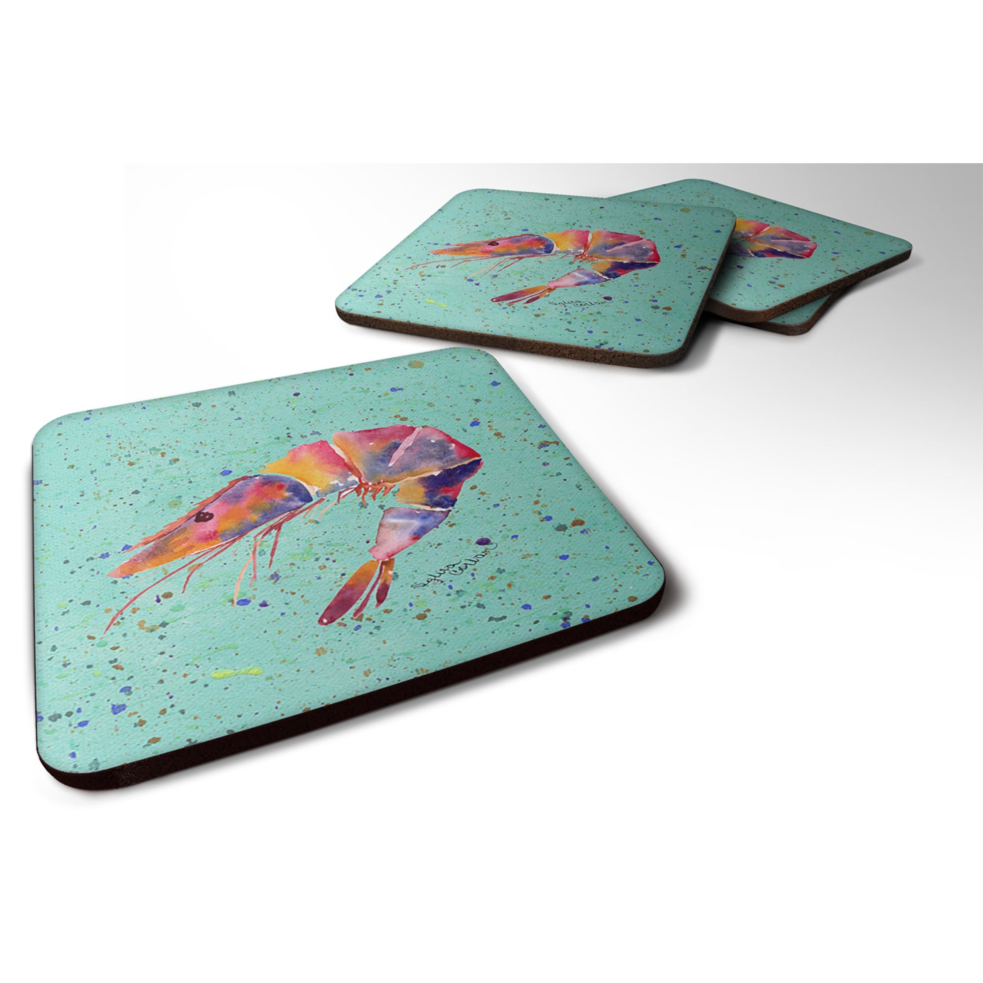 'Caroline'S Treasures 8464Fc Shrimp Foam Coasters (Set Of 4), 3.5'''' H X 3.5'''' W, Multicolor''
