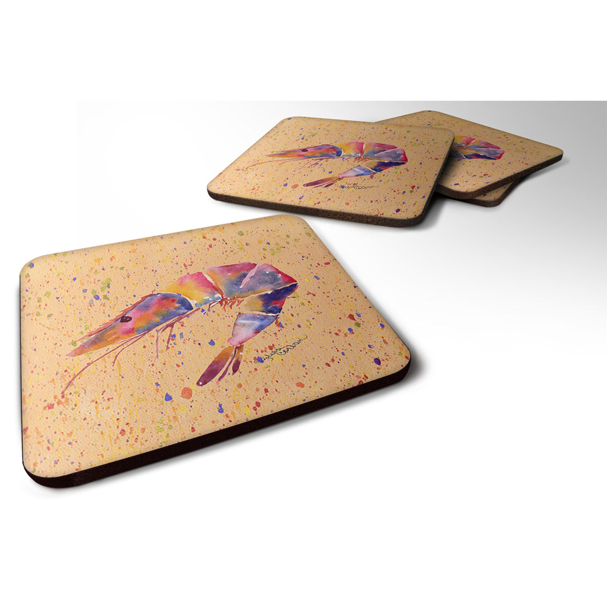 'Caroline'S Treasures 8465Fc Shrimp Foam Coasters (Set Of 4), 3.5'''' H X 3.5'''' W, Multicolor''