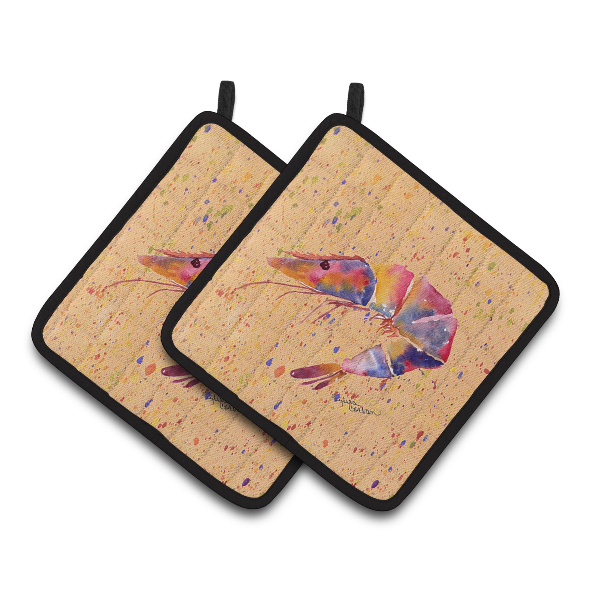 'Caroline'S Treasures Shrimp Pair Of Pot Holders 8465Pthd, 7.5Hx7.5W, Multicolor''