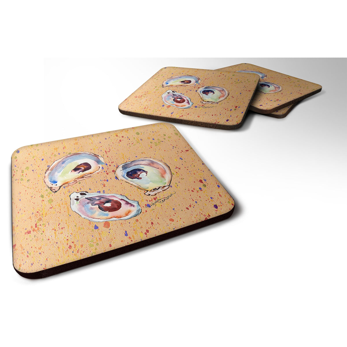 'Caroline'S Treasures 8466Fc Oyster Foam Coasters (Set Of 4), 3.5'''' H X 3.5'''' W, Multicolor''