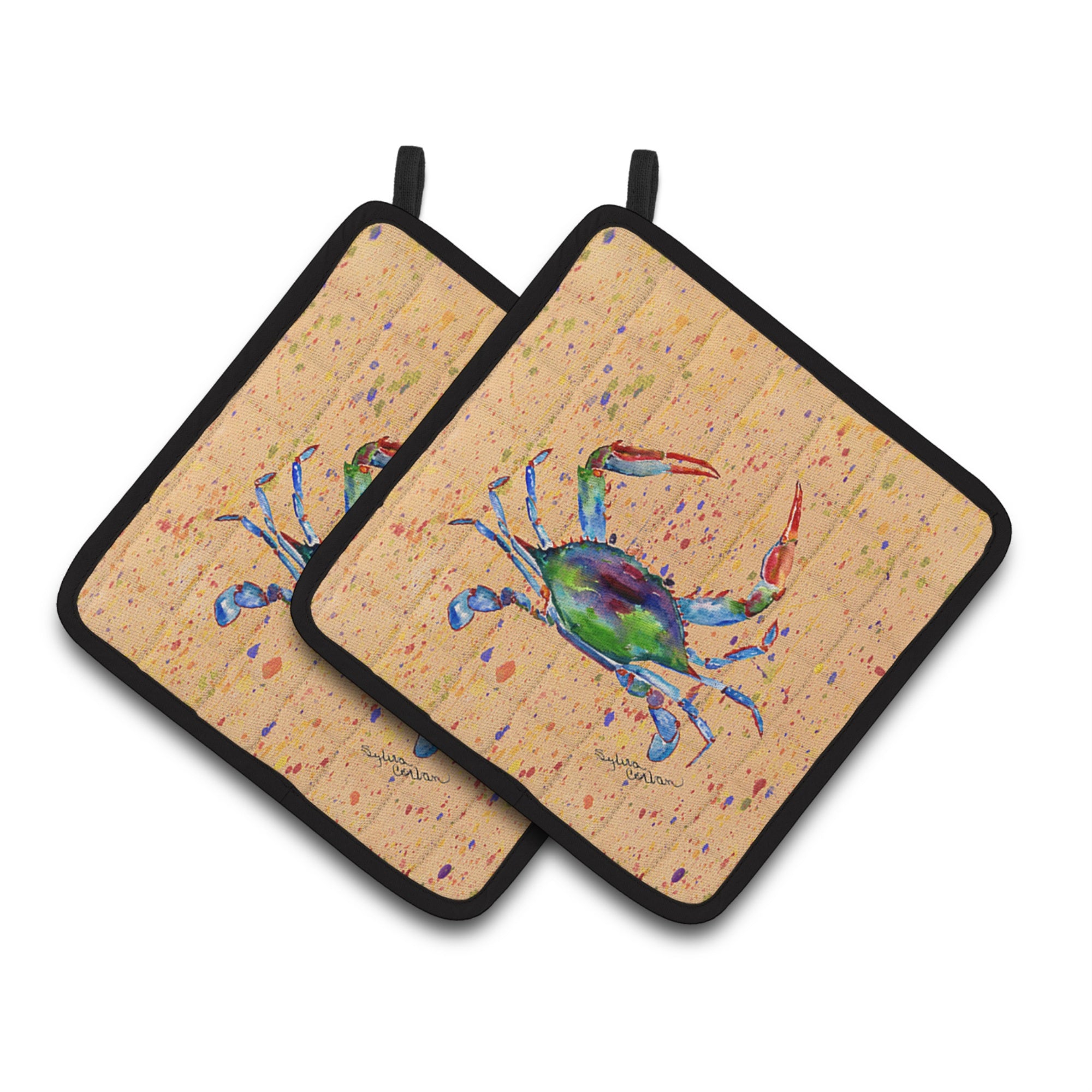 'Caroline'S Treasures Crab Pair Of Pot Holders 8467Pthd, 7.5Hx7.5W, Multicolor''