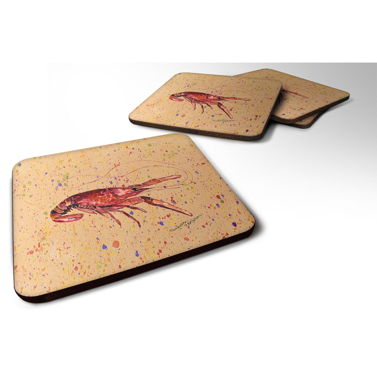 'Caroline'S Treasures 8468Fc Crawfish Foam Coasters (Set Of 4), 3.5'''' H X 3.5'''' W, Multicolor''