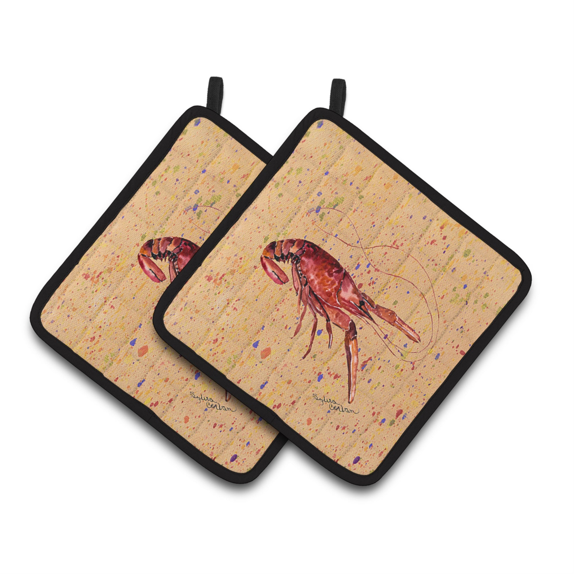 'Caroline'S Treasures Crawfish Pair Of Pot Holders 8468Pthd, 7.5Hx7.5W, Multicolor''
