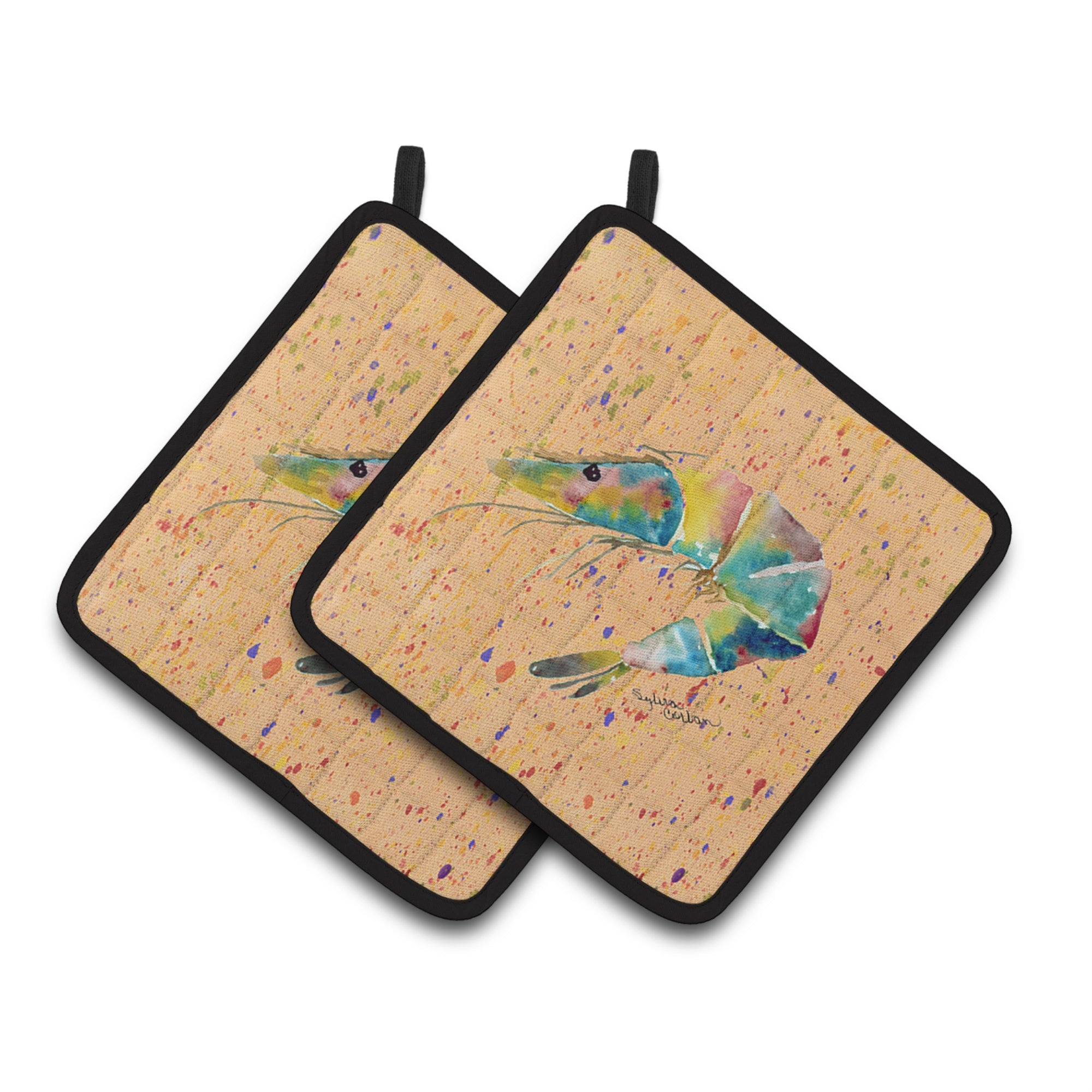 'Caroline'S Treasures Shrimp Pair Of Pot Holders 8469Pthd, 7.5Hx7.5W, Multicolor''