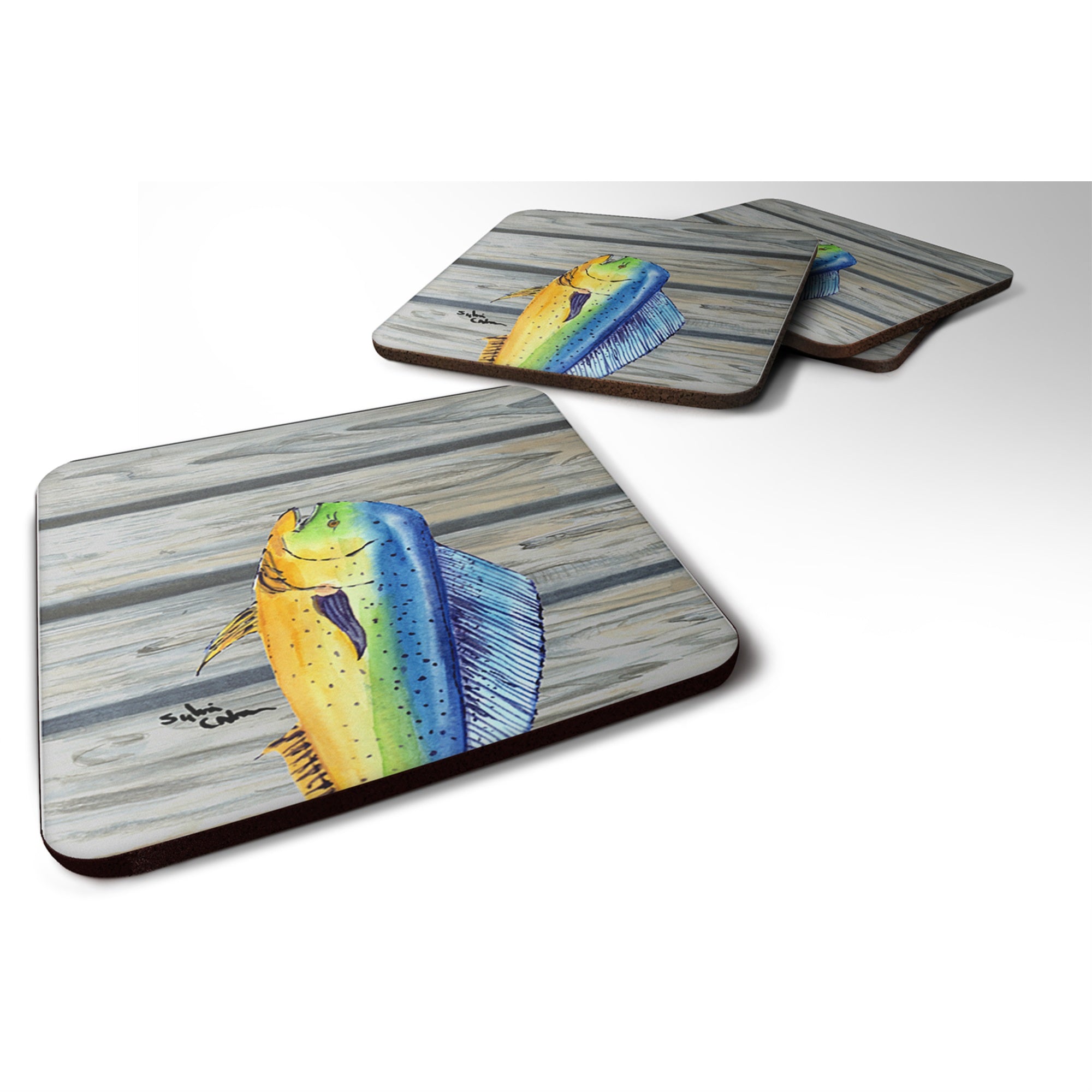 'Caroline'S Treasures 8470Fc Dolphin Mahi Mahi Foam Coasters (Set Of 4), 3.5'''' H X 3.5'''' W, Multicolor''