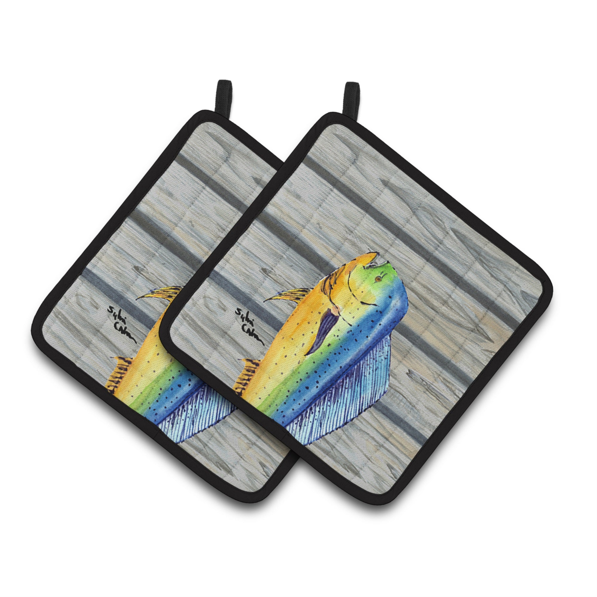 'Caroline'S Treasures Mahi Dolphin Fish Pair Of Pot Holders 8470Pthd, 7.5Hx7.5W, Multicolor''