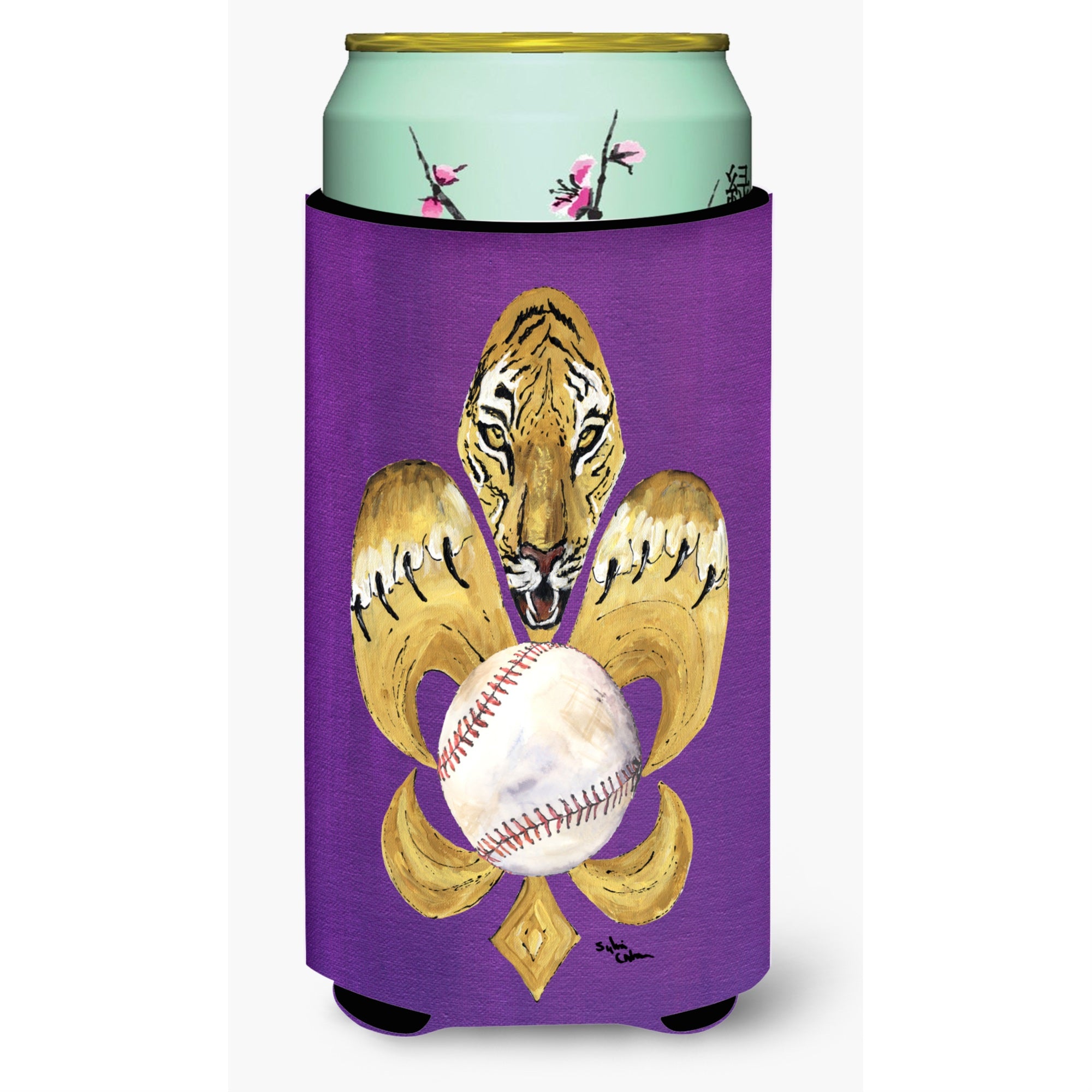 Tiger Fleur De Lis Baseball  Tall Boy Beverage Insulator Beverage Insulator Hugger