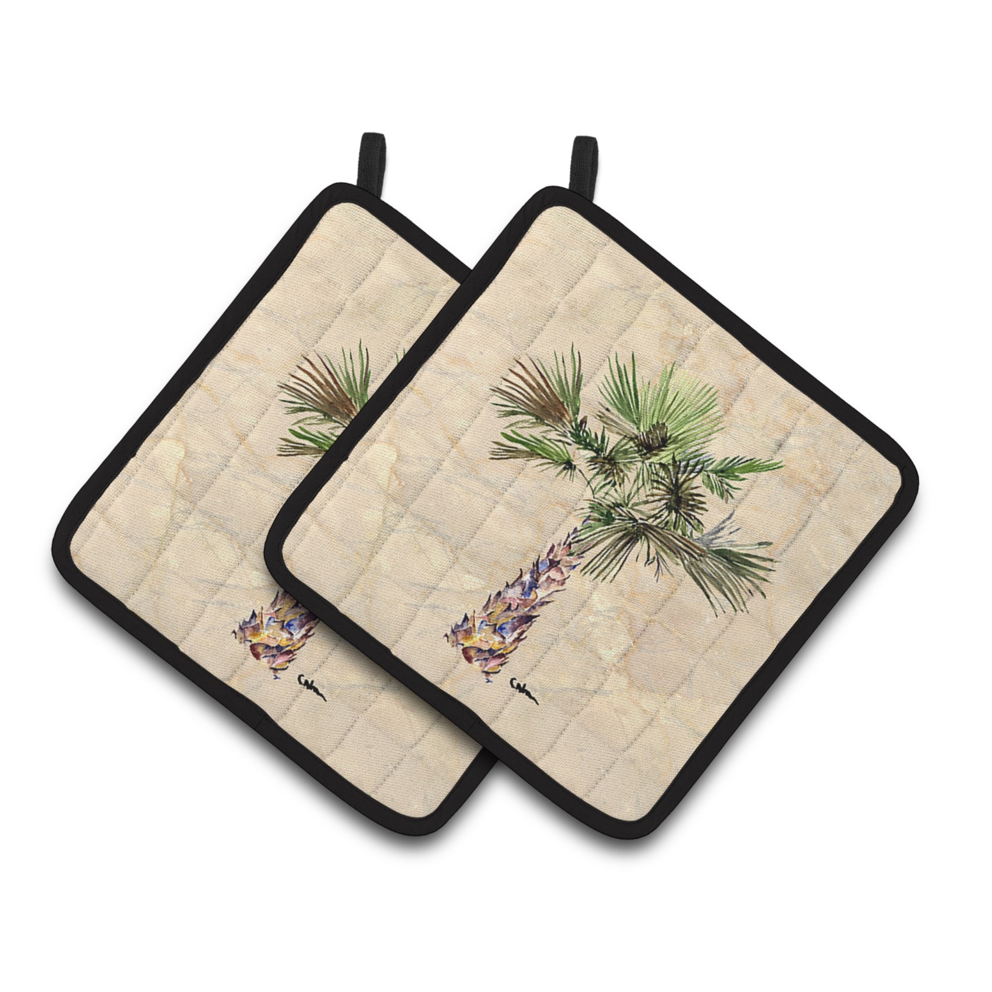 'Caroline'S Treasures Palm Tree Pair Of Pot Holders 8480Pthd, 7.5Hx7.5W, Multicolor''
