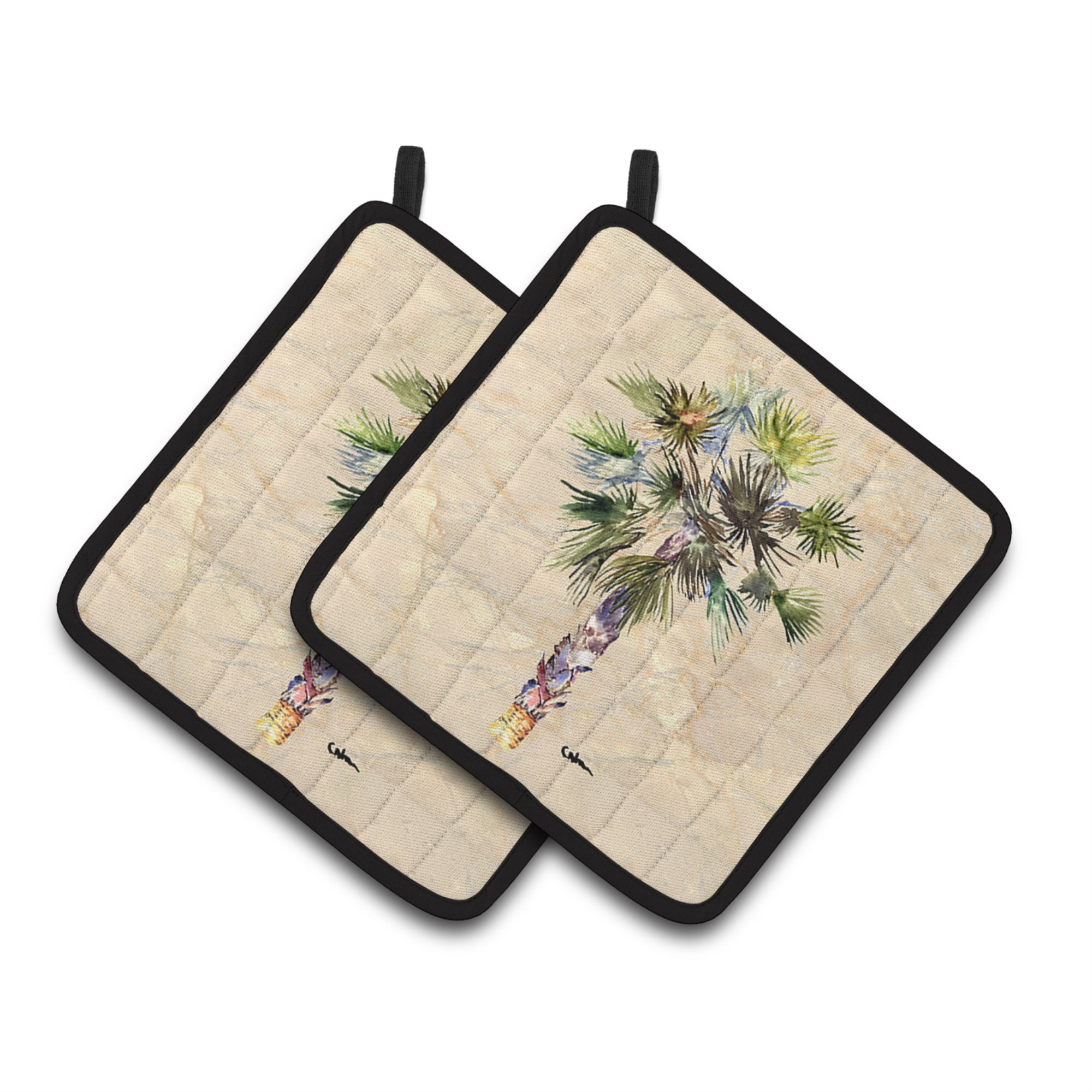'Caroline'S Treasures Palm Tree Pair Of Pot Holders 8481Pthd, 7.5Hx7.5W, Multicolor''