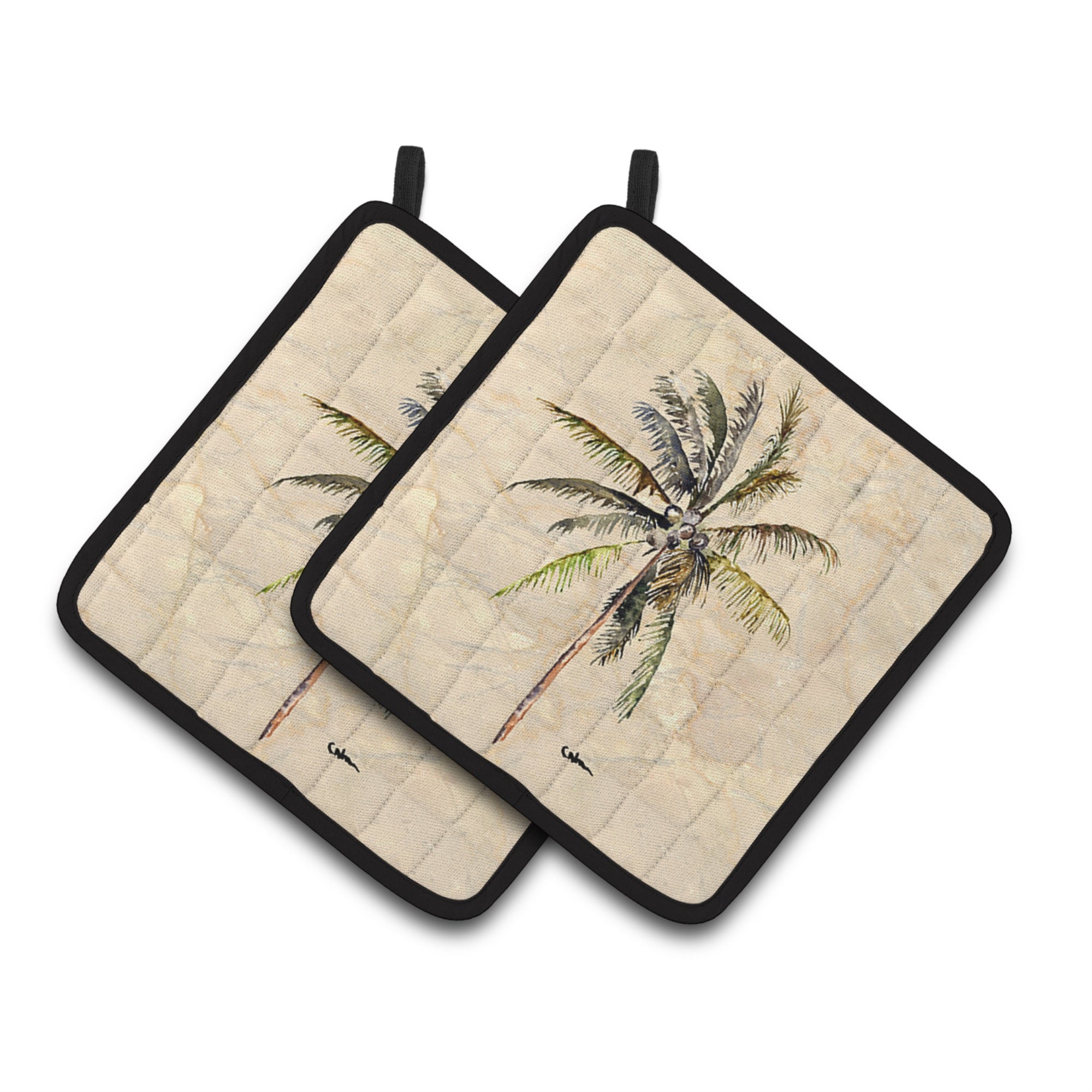 'Caroline'S Treasures Palm Tree Pair Of Pot Holders 8482Pthd, 7.5Hx7.5W, Multicolor''