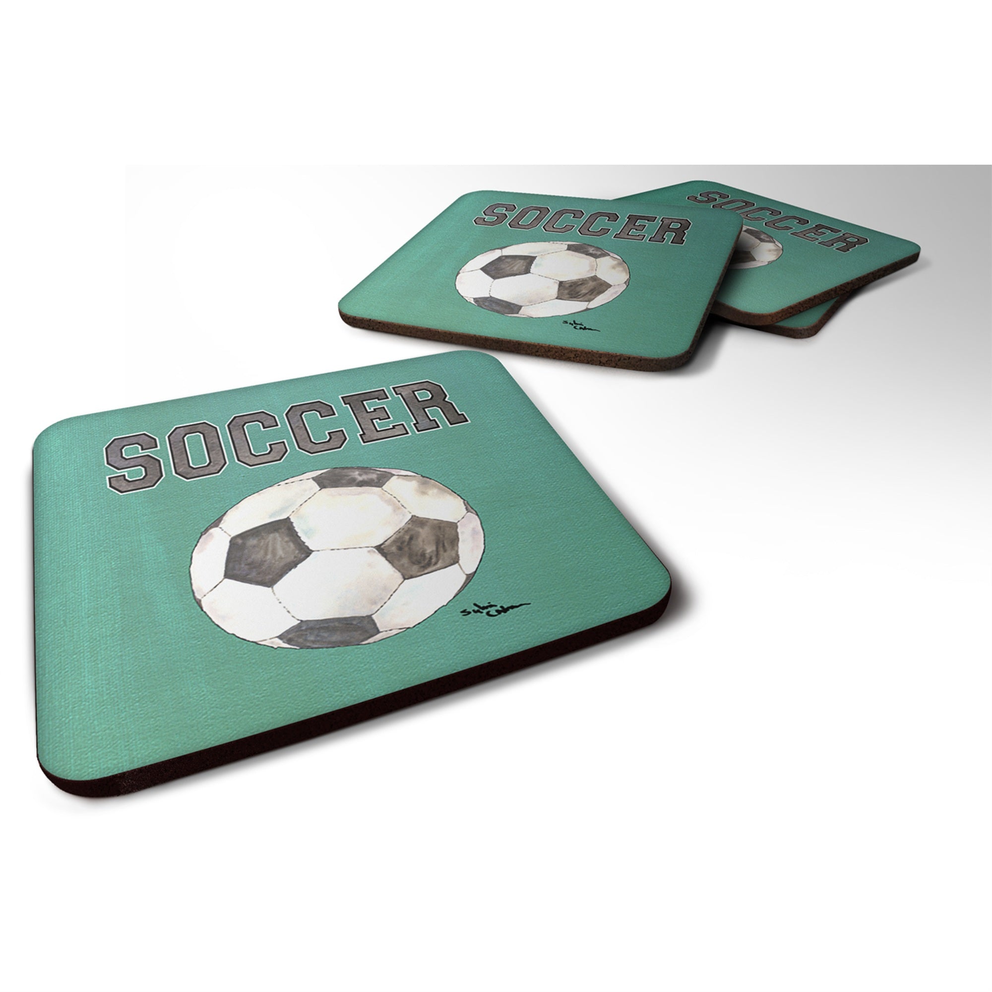 'Caroline'S Treasures 8484Fc Soccer Foam Coasters (Set Of 4), 3.5'''' H X 3.5'''' W, Multicolor''