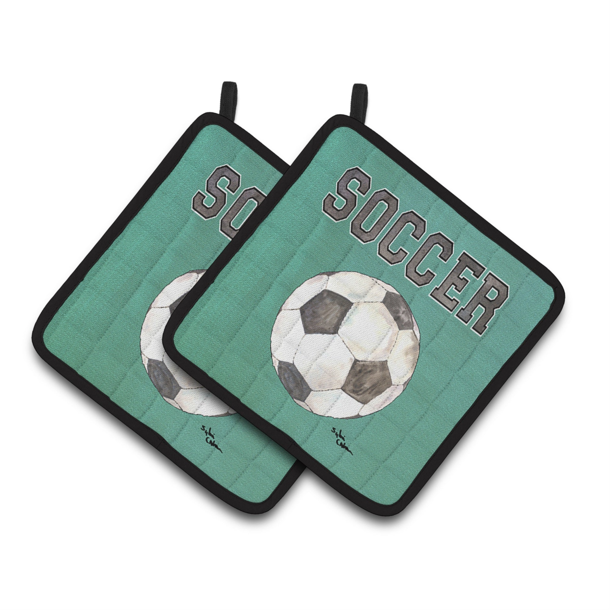 'Caroline'S Treasures Soccer Pair Of Pot Holders 8484Pthd, 7.5Hx7.5W, Multicolor''