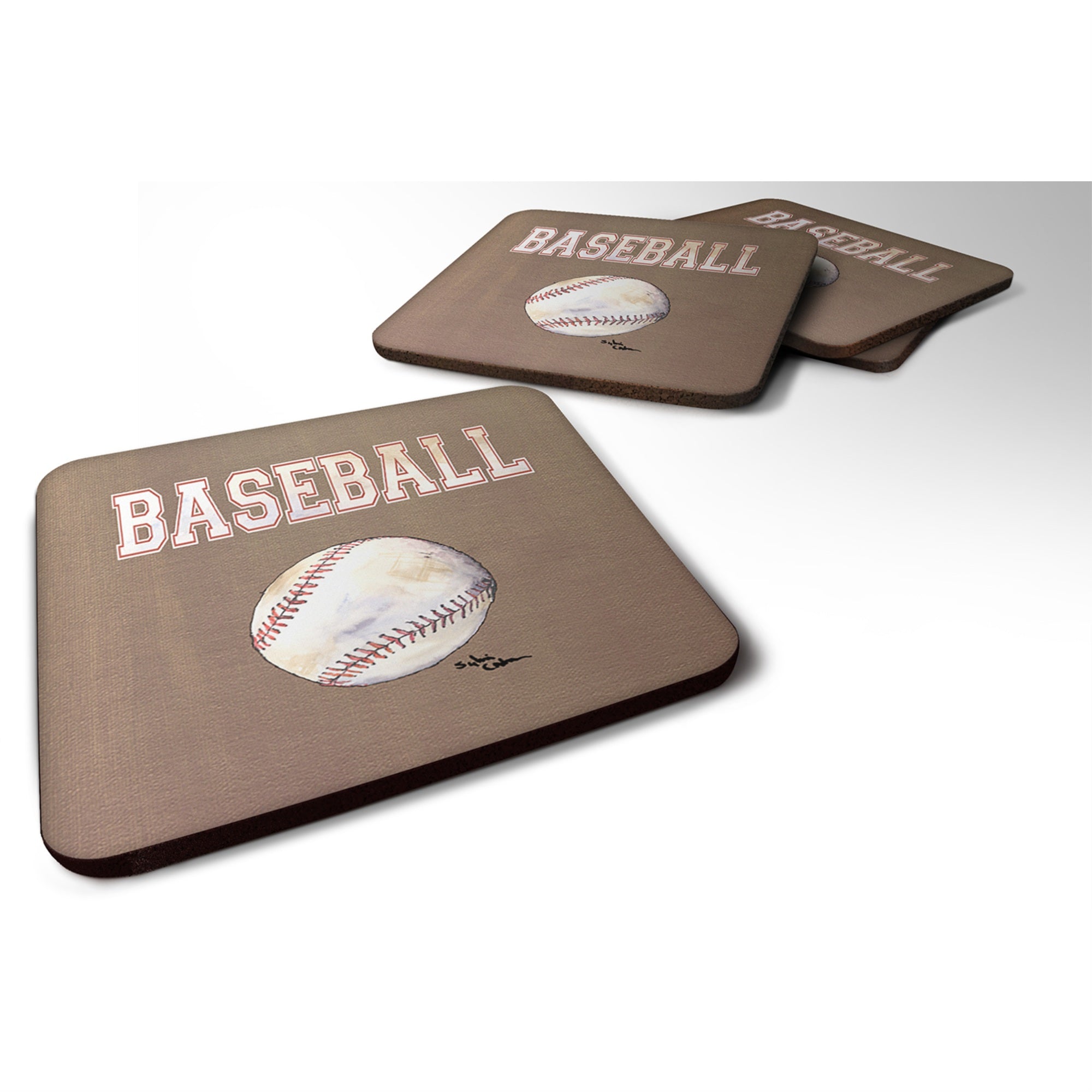 'Caroline'S Treasures 8485Fc Baseball Foam Coasters (Set Of 4), 3.5'''' H X 3.5'''' W, Multicolor''