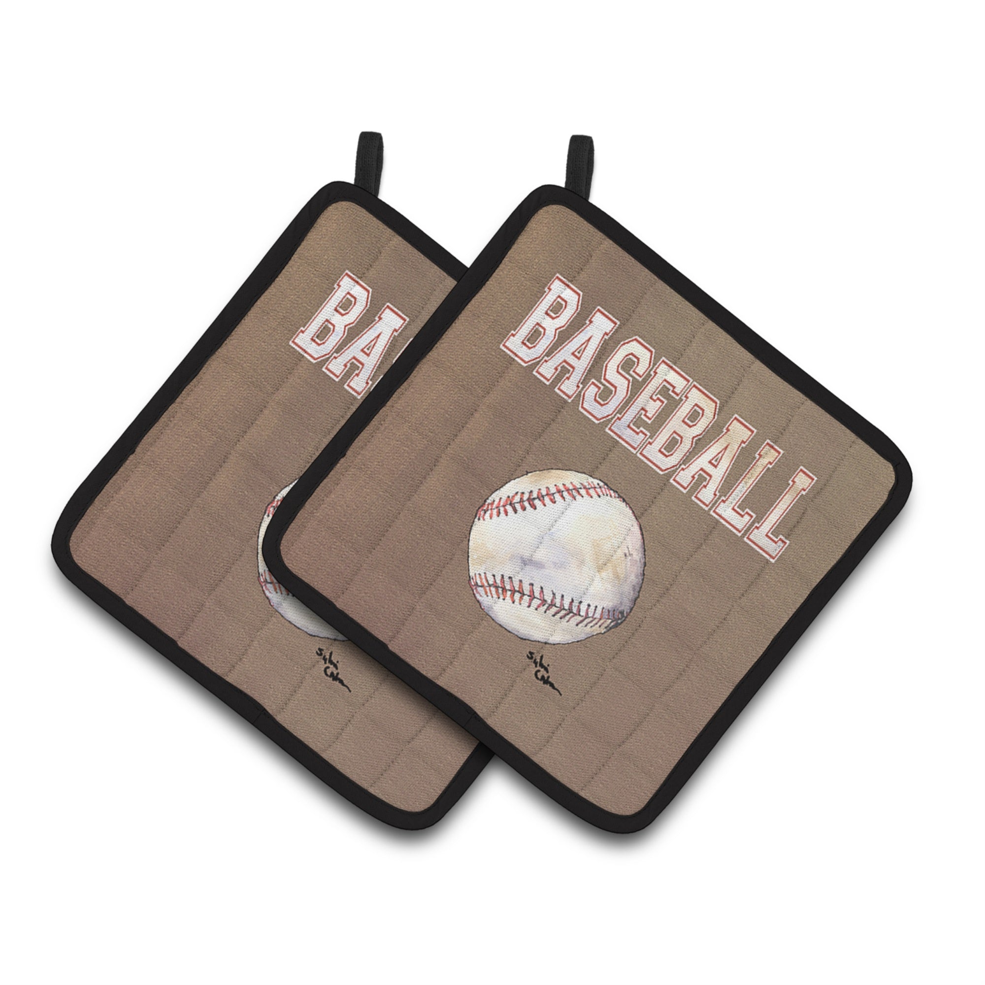 'Caroline'S Treasures Baseball Pair Of Pot Holders 8485Pthd, 7.5Hx7.5W, Multicolor''