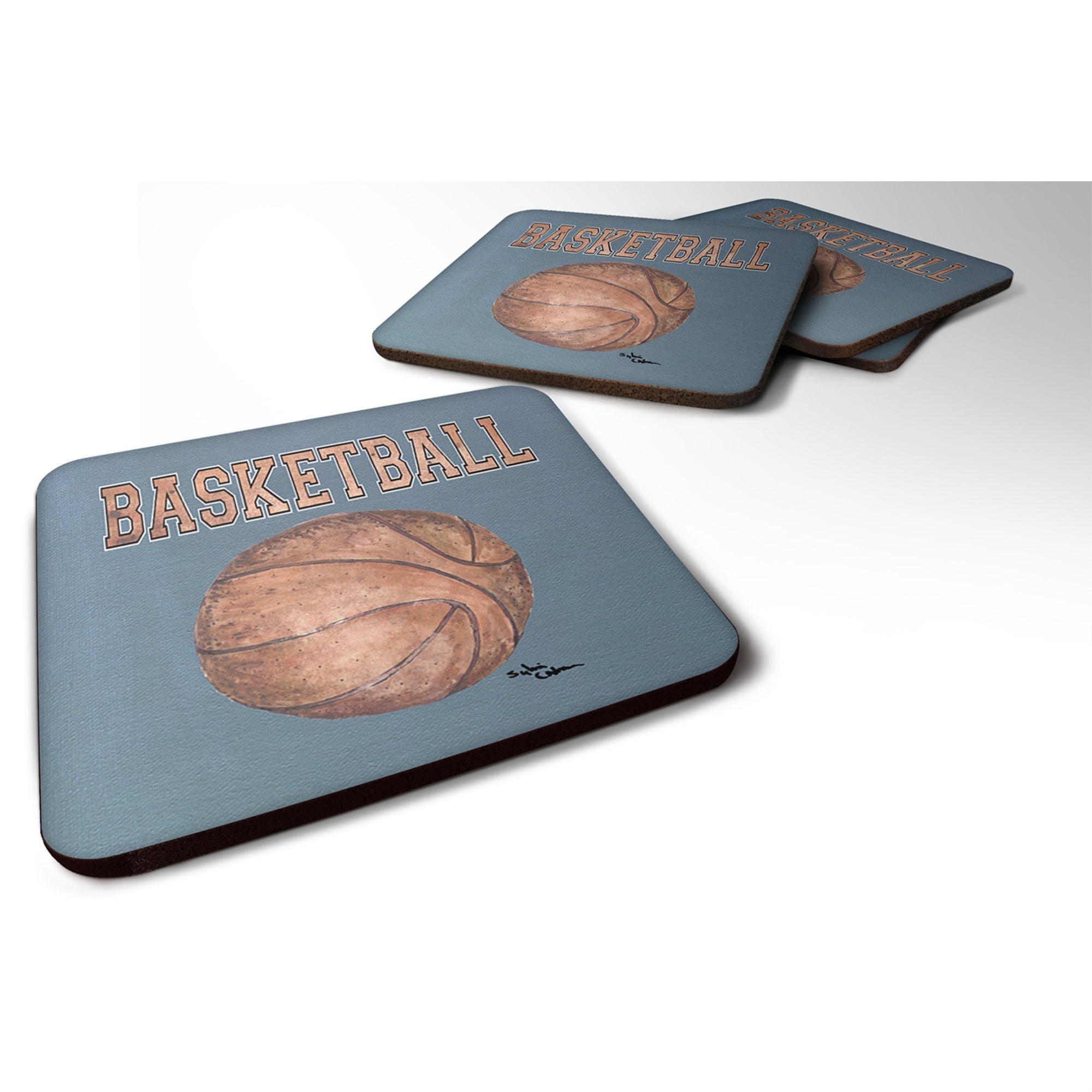 'Caroline'S Treasures 8486Fc Basketball Foam Coasters (Set Of 4), 3.5'''' H X 3.5'''' W, Multicolor''
