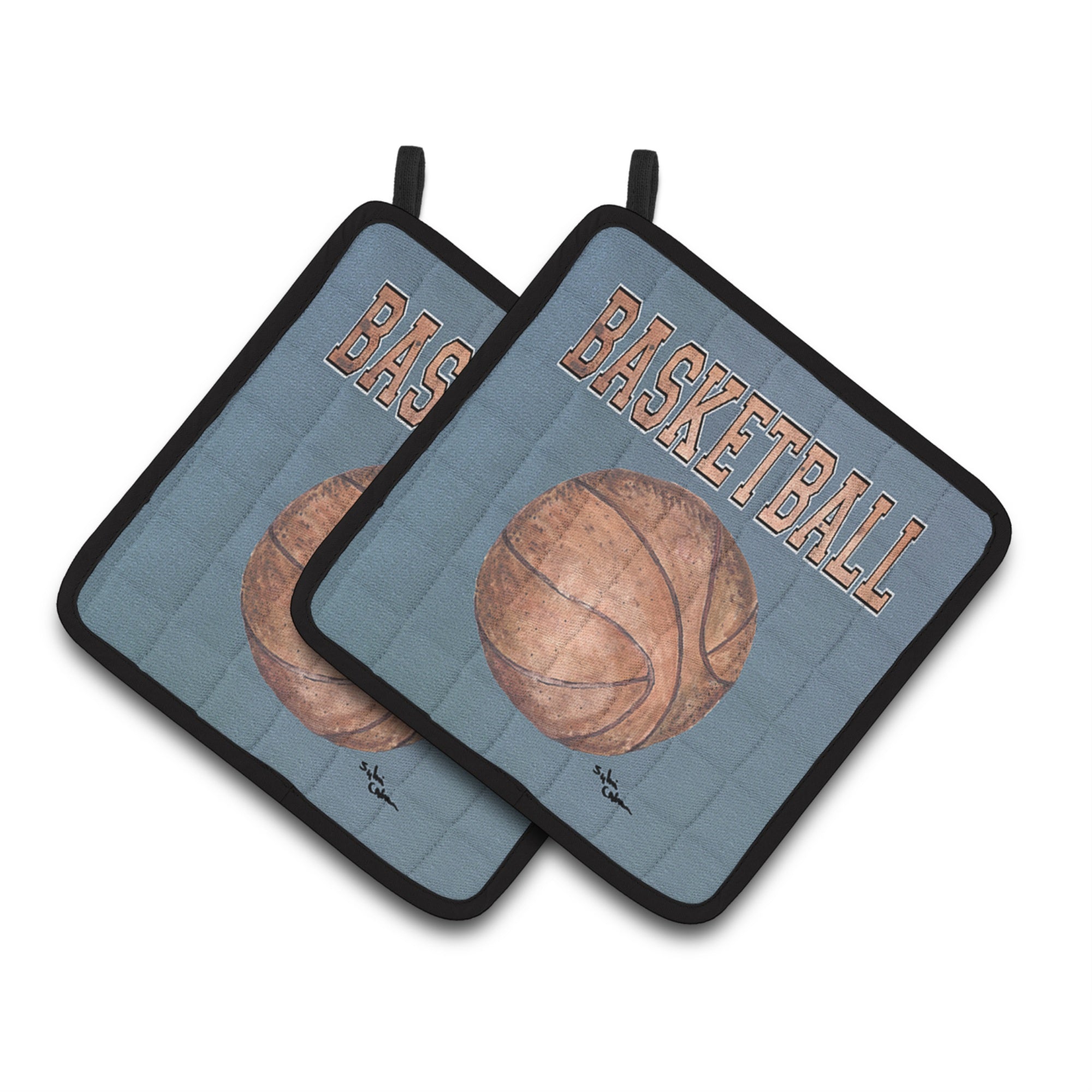 'Caroline'S Treasures Basketball Pair Of Pot Holders 8486Pthd, 7.5Hx7.5W, Multicolor''