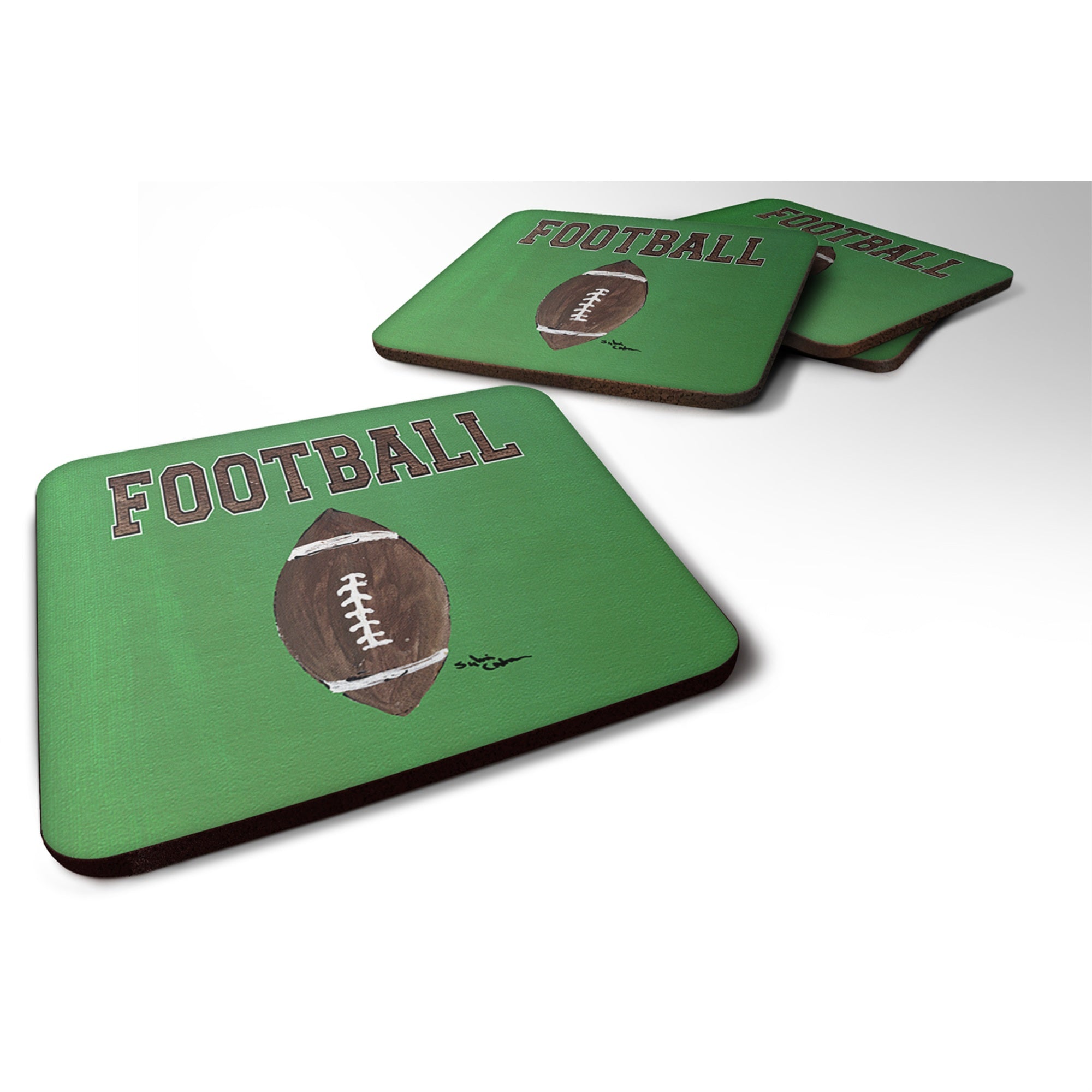'Caroline'S Treasures 8487Fc Football Foam Coasters (Set Of 4), 3.5'''' H X 3.5'''' W, Multicolor''